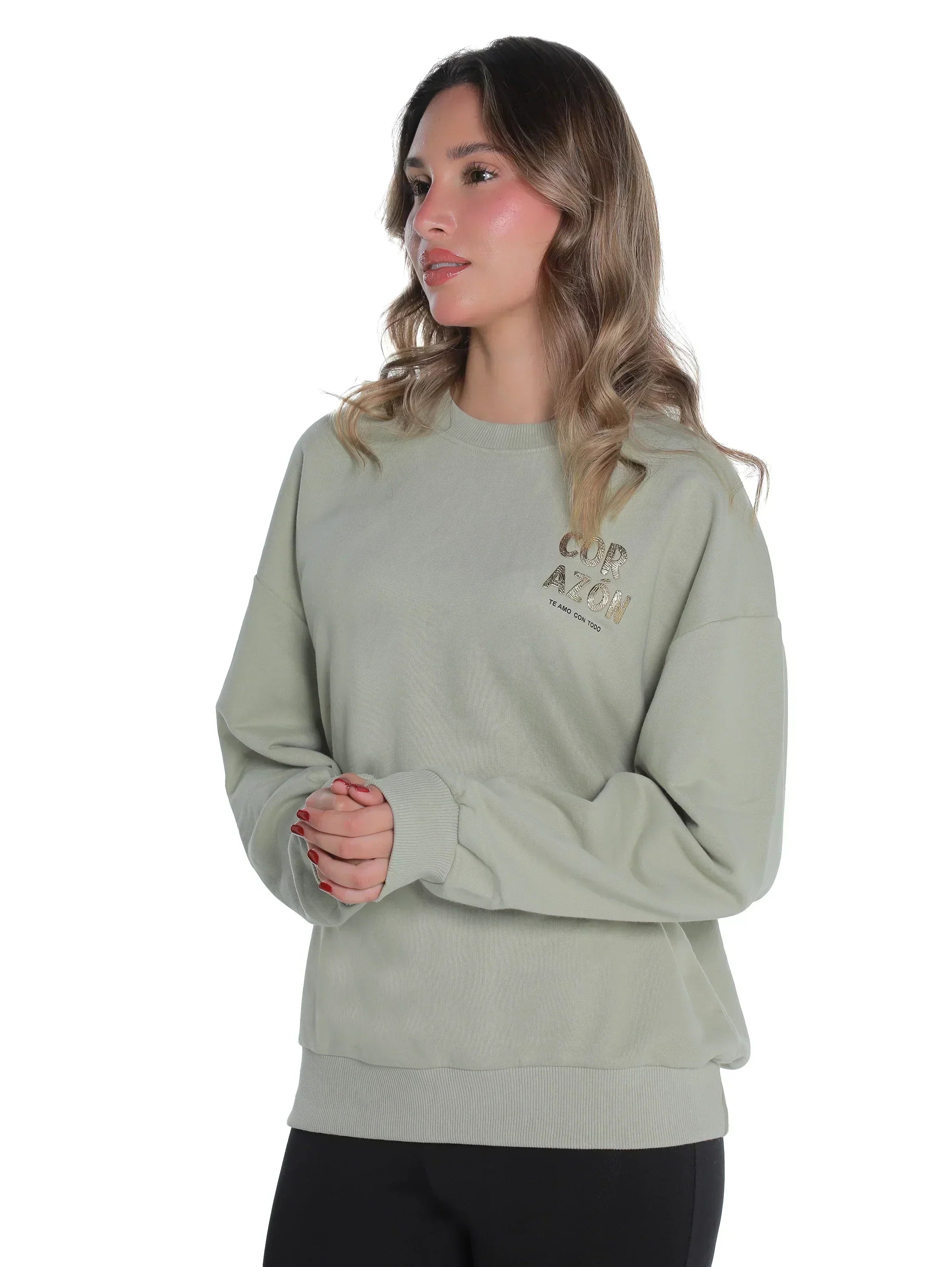 Mint Long Sleeved Sweater With Cozy Front Design