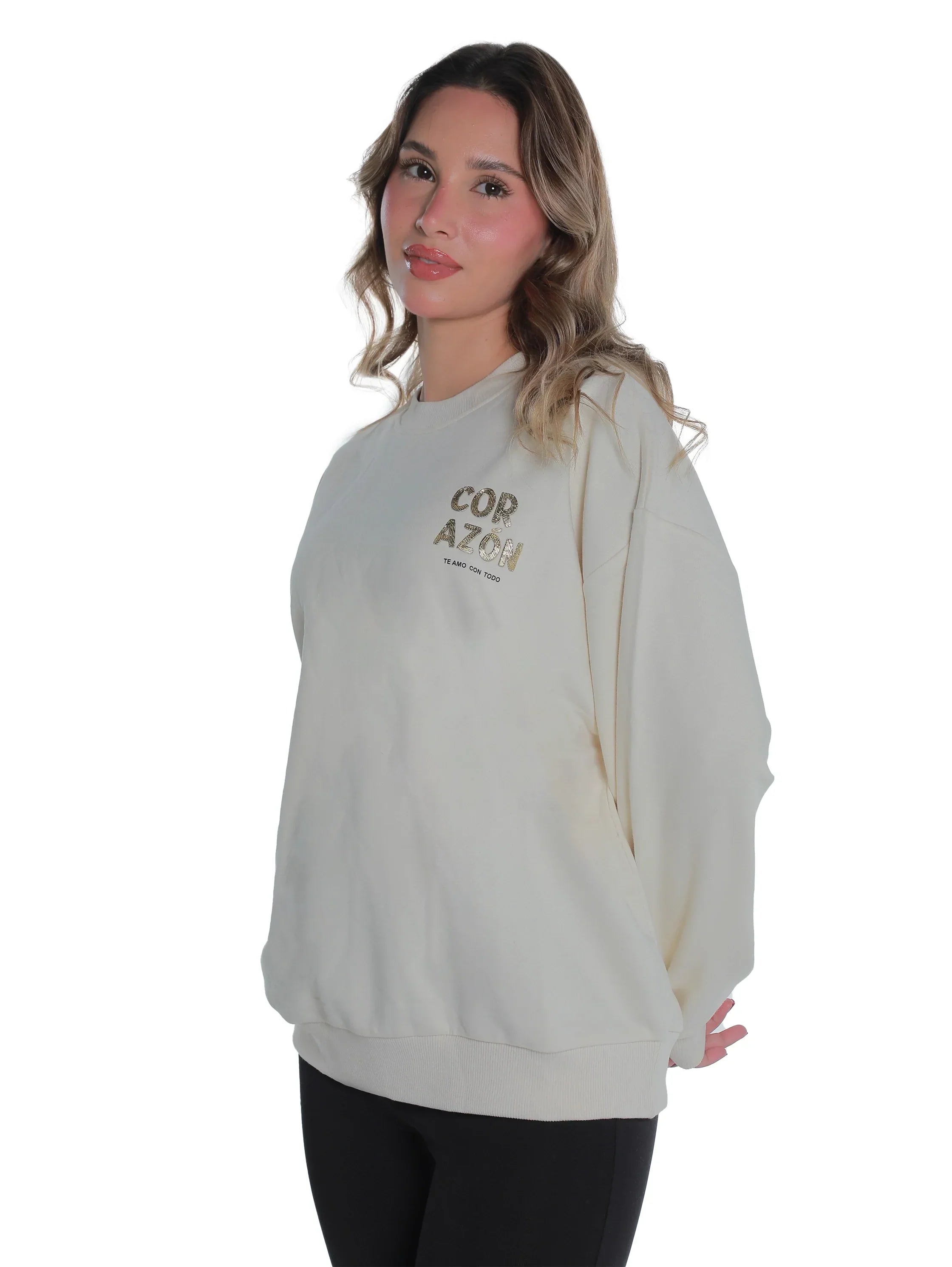 Offwhite Long Sleeved Sweater With Cozy Front Design