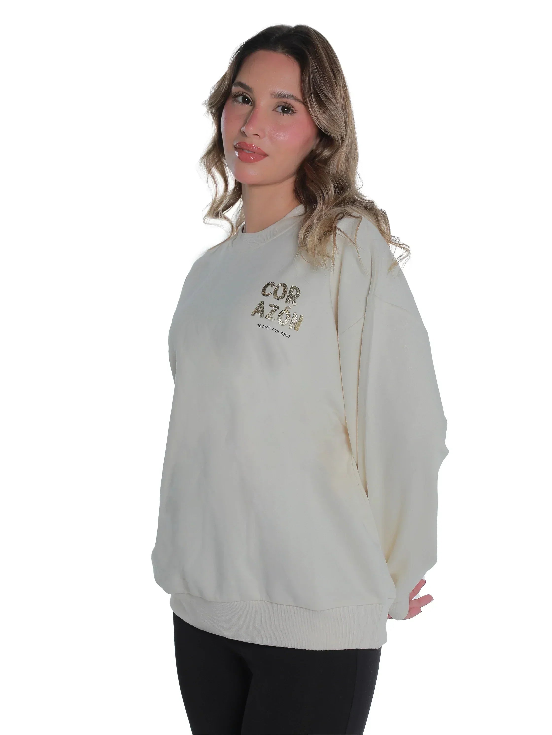 Offwhite Long Sleeved Sweater With Cozy Front Design