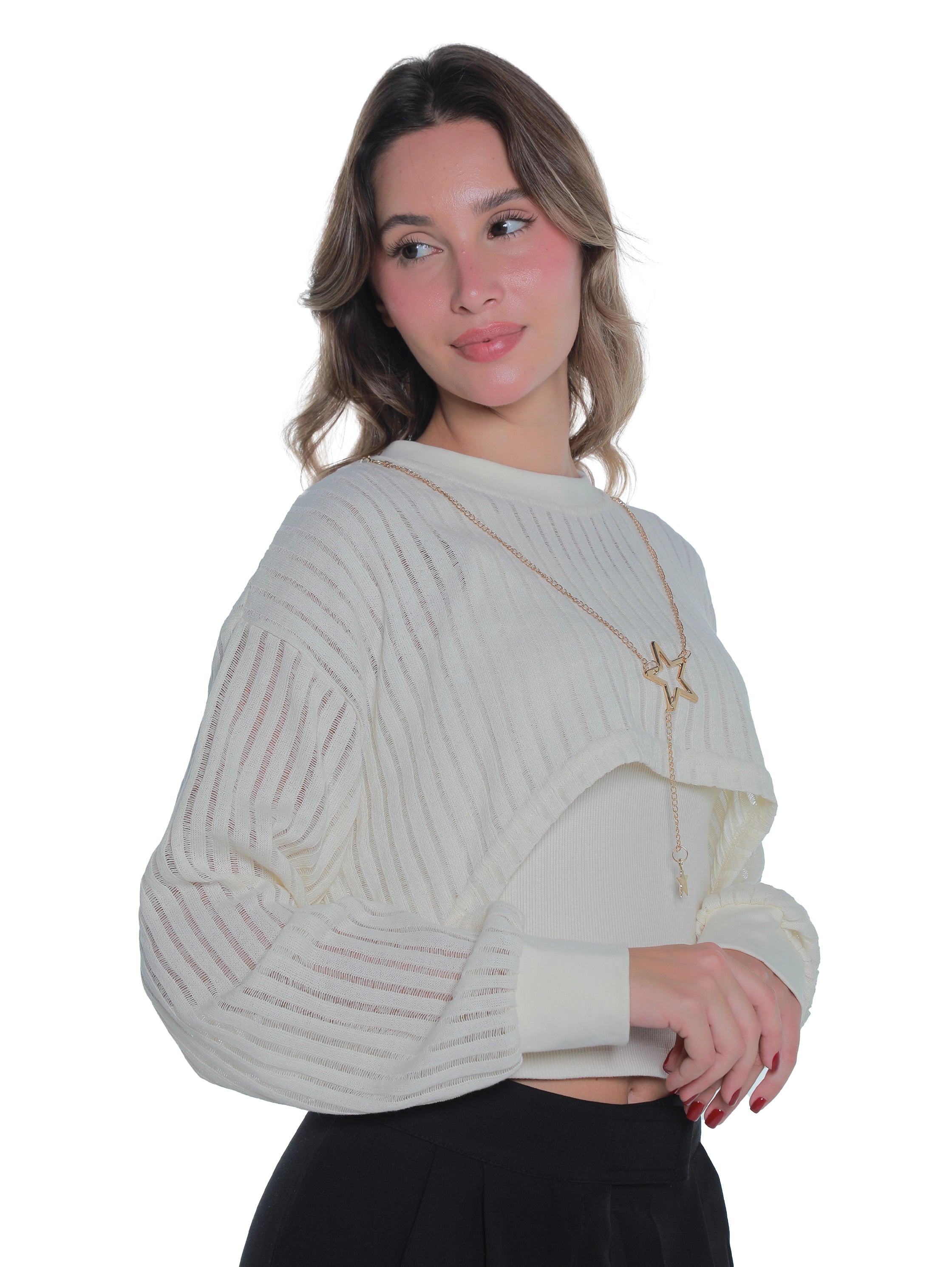 Offwhite 2 pieces Top With Necklace Design