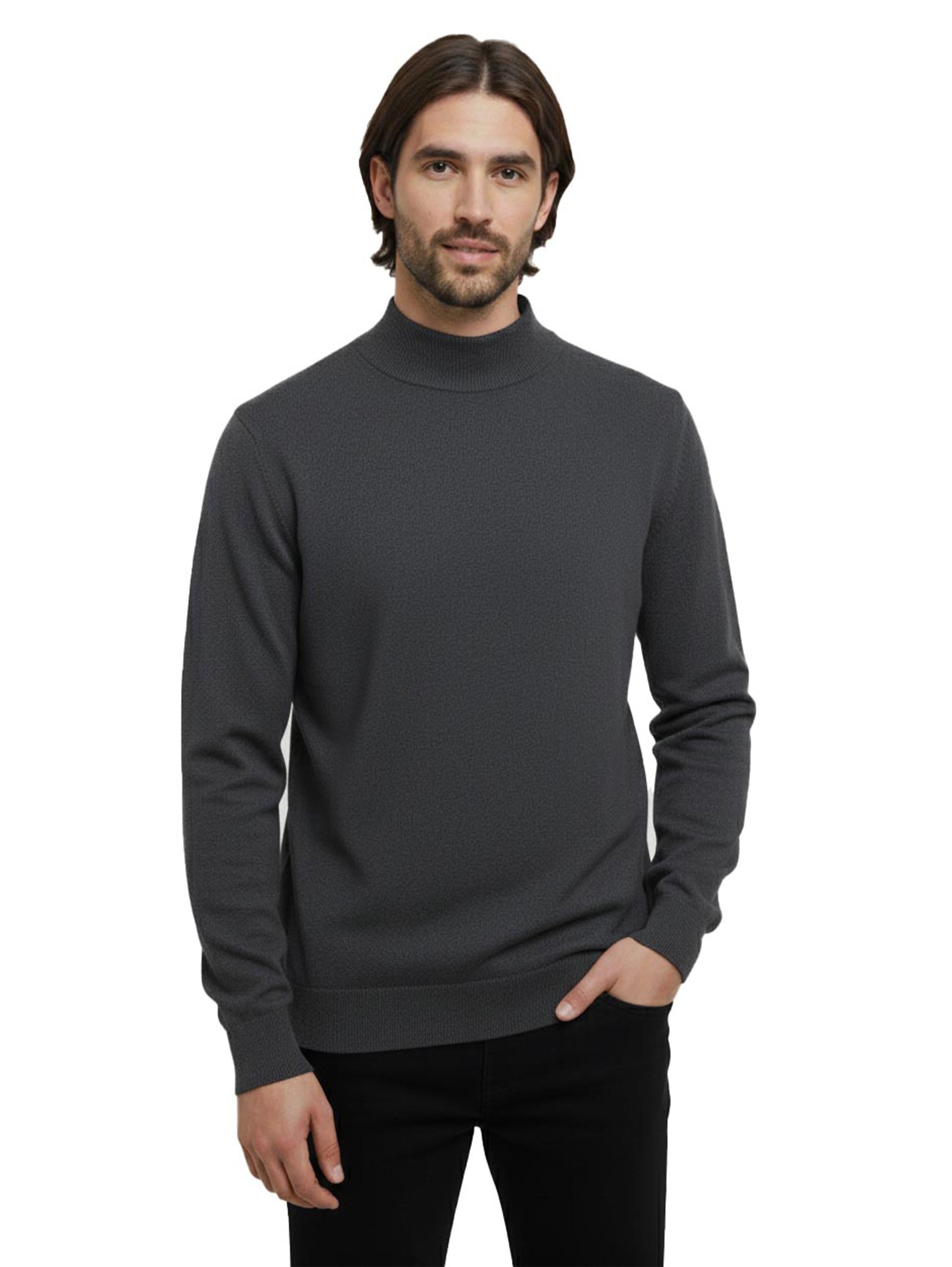 Stand Up Collar Knitwear Dark Grey Pullover