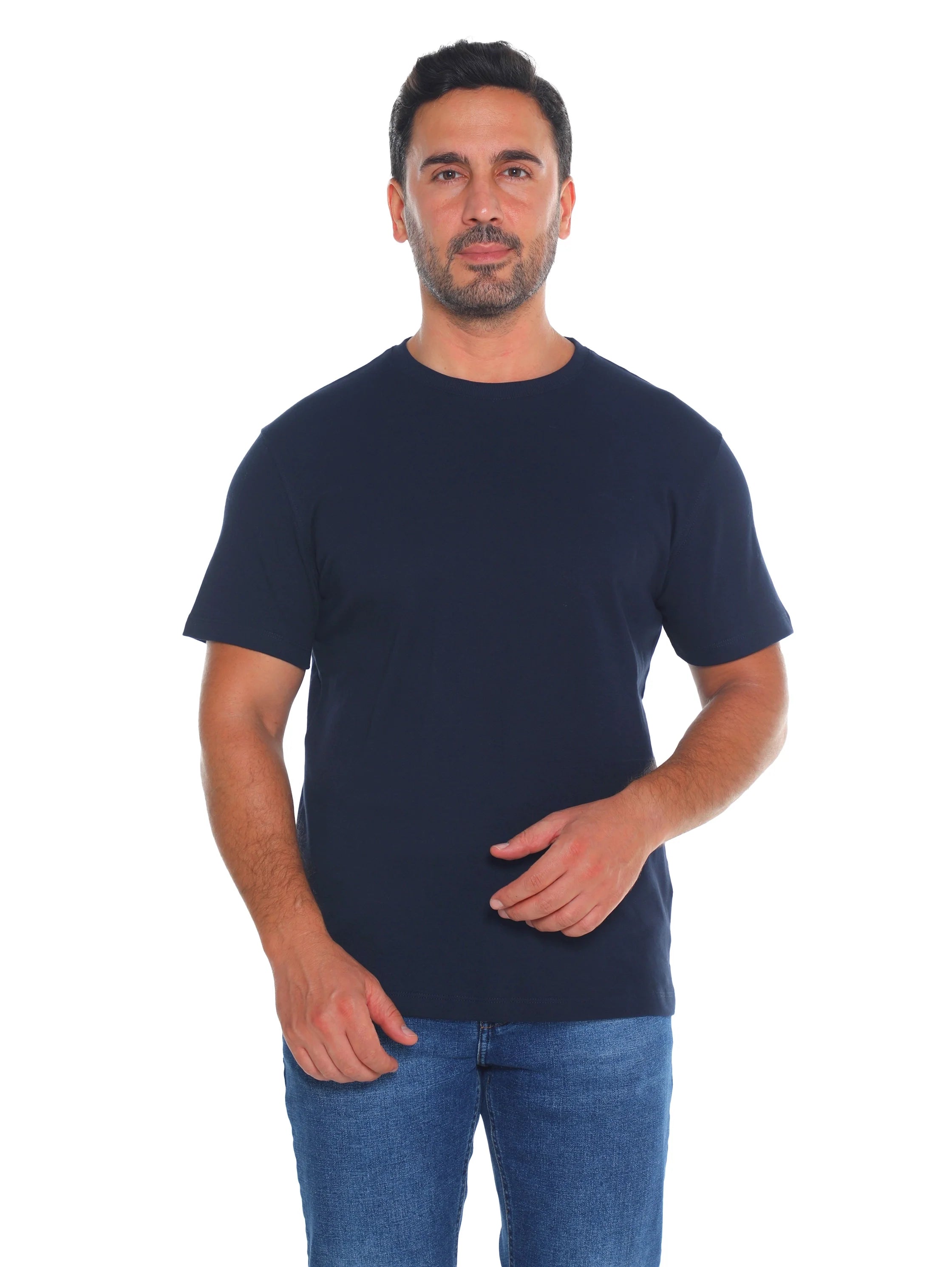 Frappoli Navy Short Sleeve Basic Round Neck T-shirt