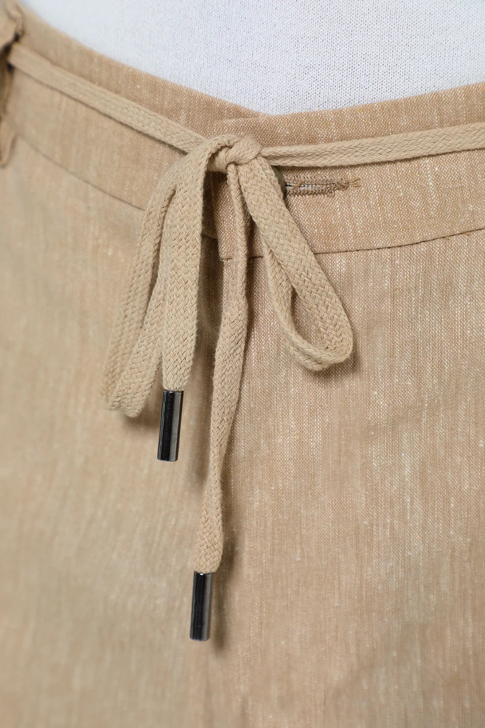 Casual Beige Linen Pant With Slanted Side Pockets