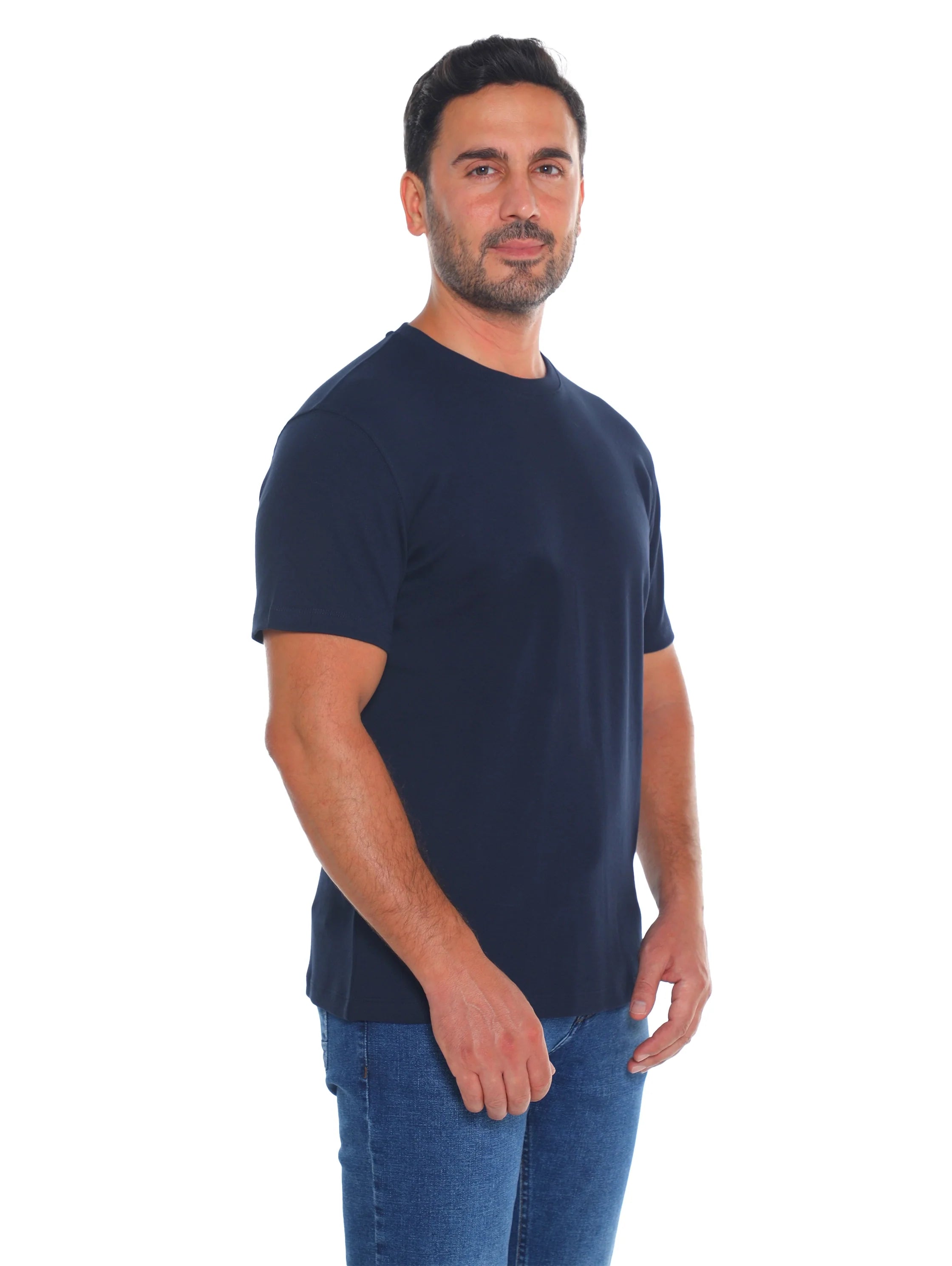 Frappoli Navy Short Sleeve Basic Round Neck T-shirt