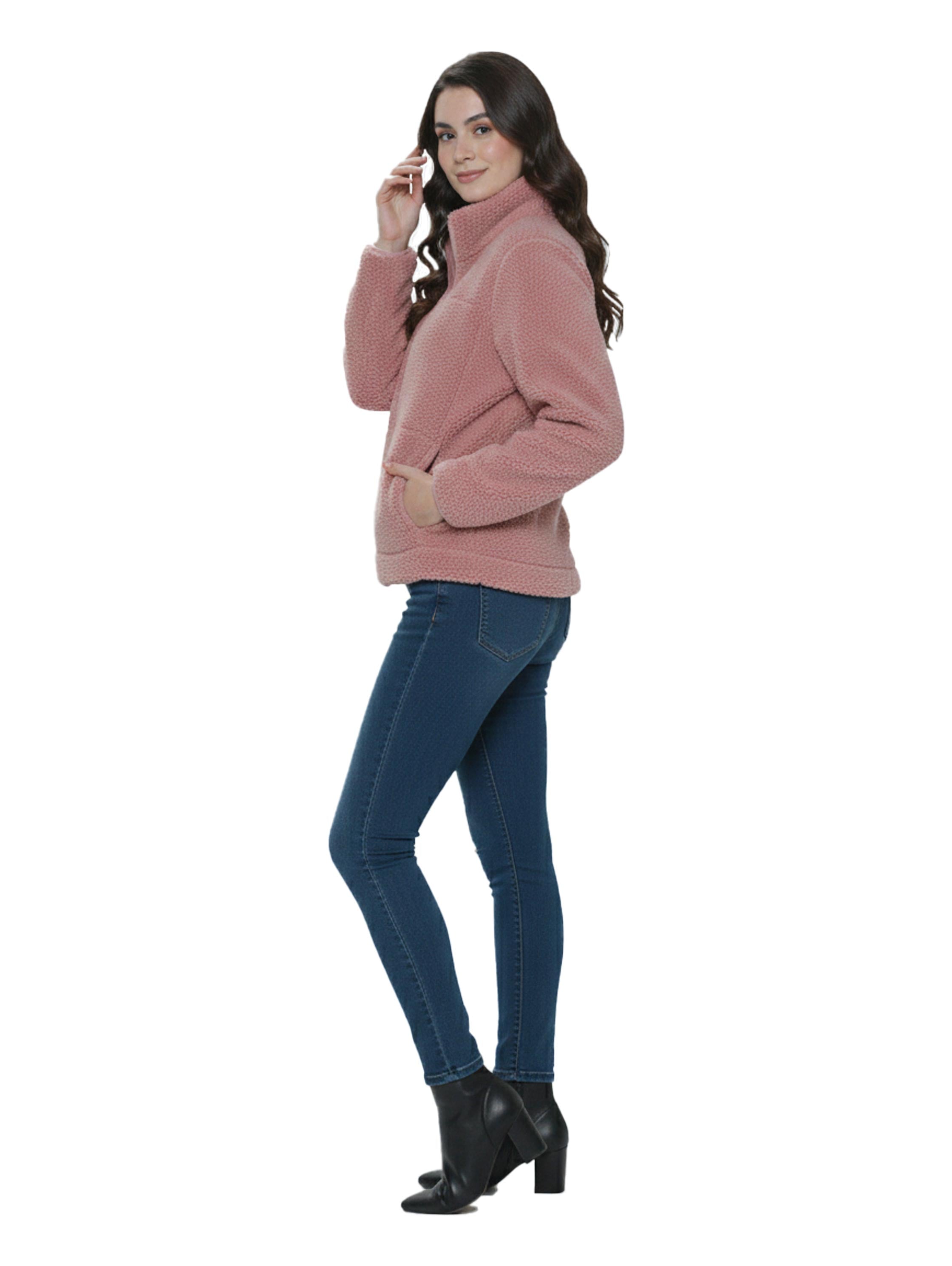 Light Purple Fure Zippered Jacket