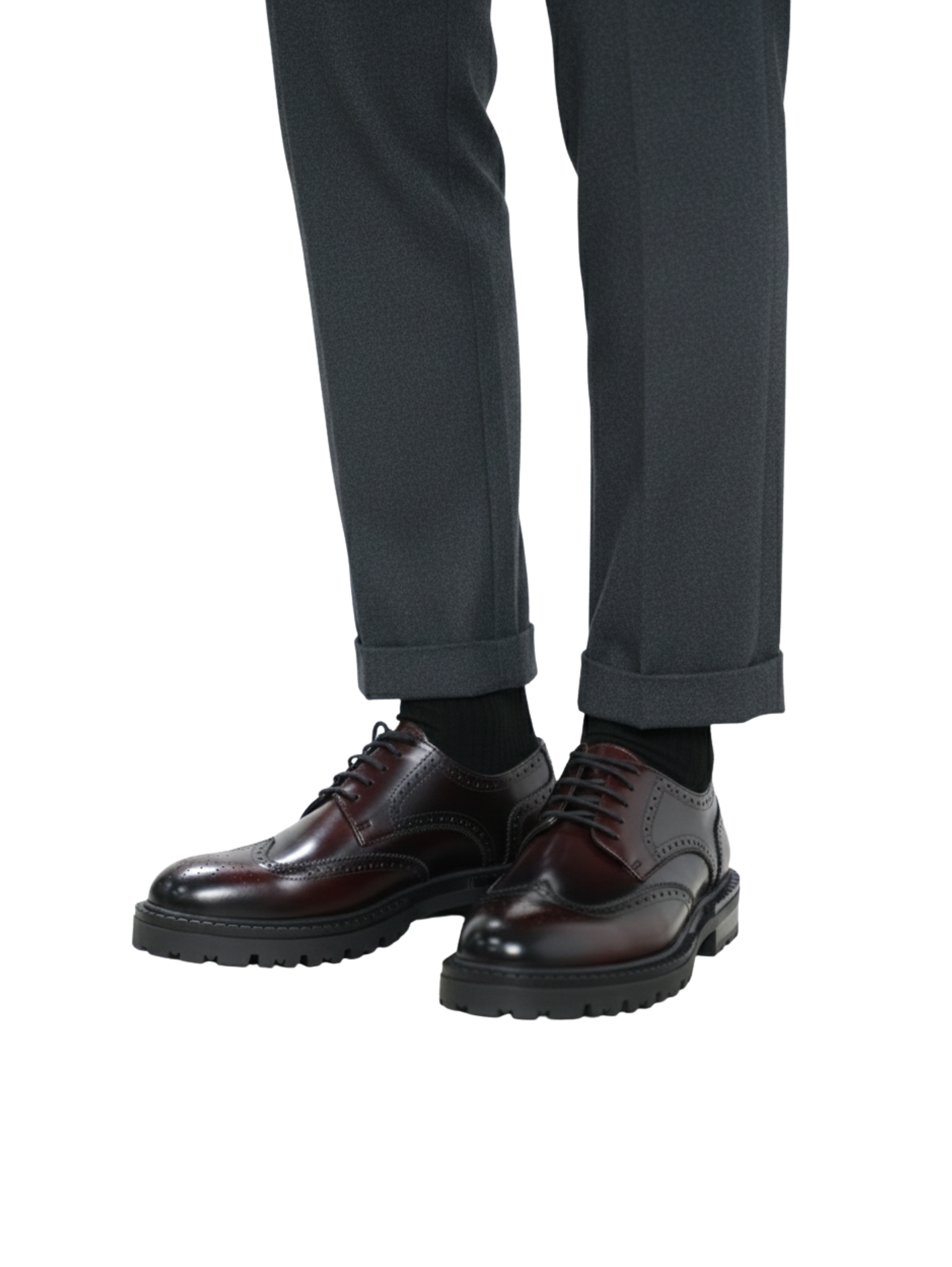 Lace-up Rugged Style Bordo Shoes