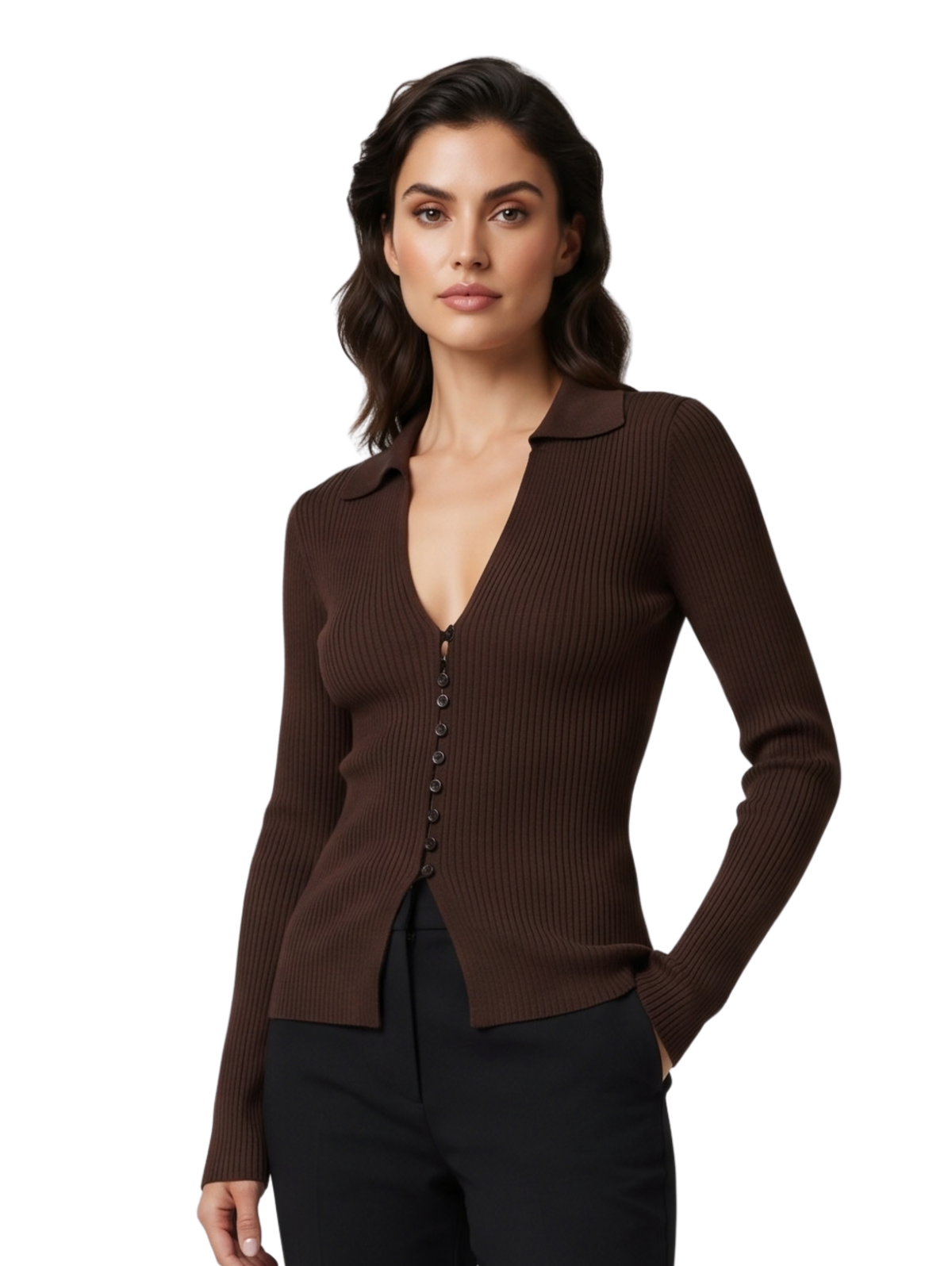 Brown V.Neckline Pullover
