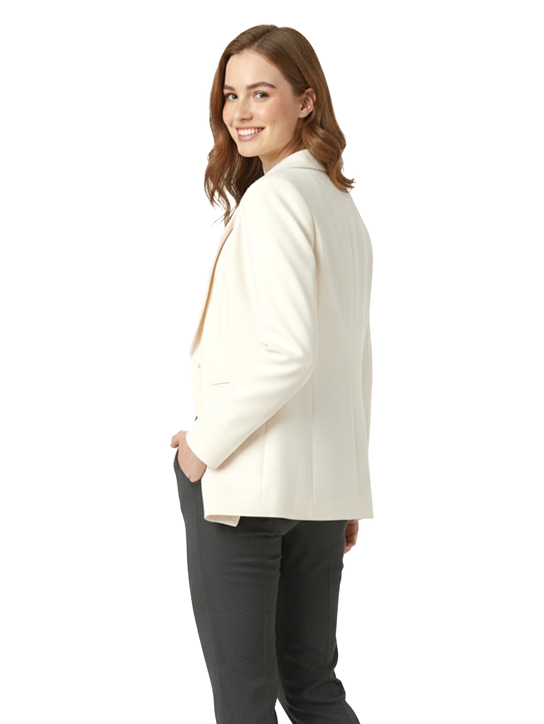 Beige Classy Blazer With Open Collar