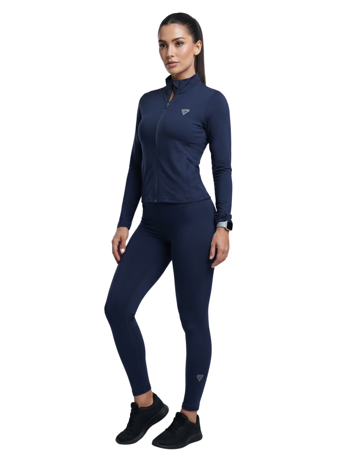 Navy Zip-Up Sport Jacket And Legging Set