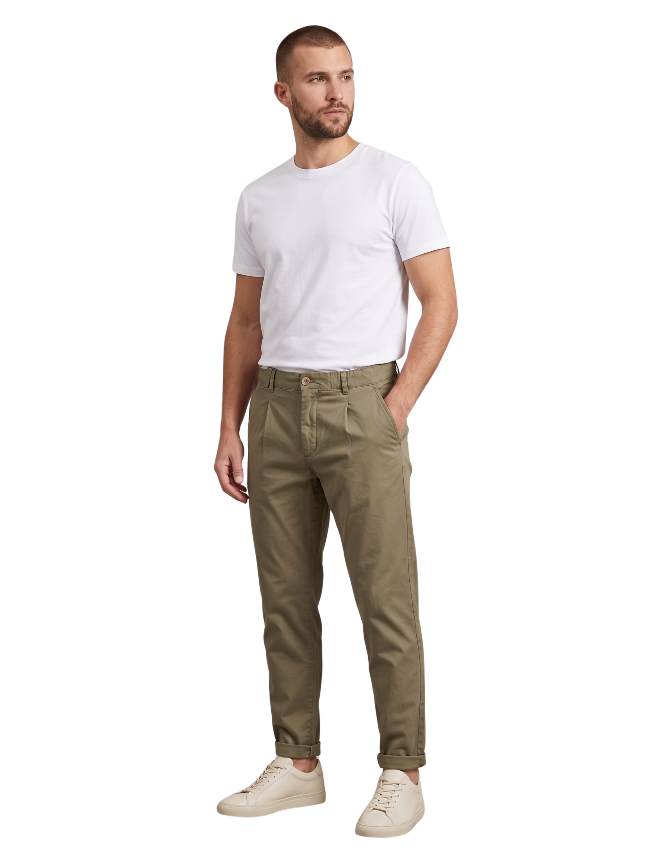 Olive Chino-Style Jogger Pants