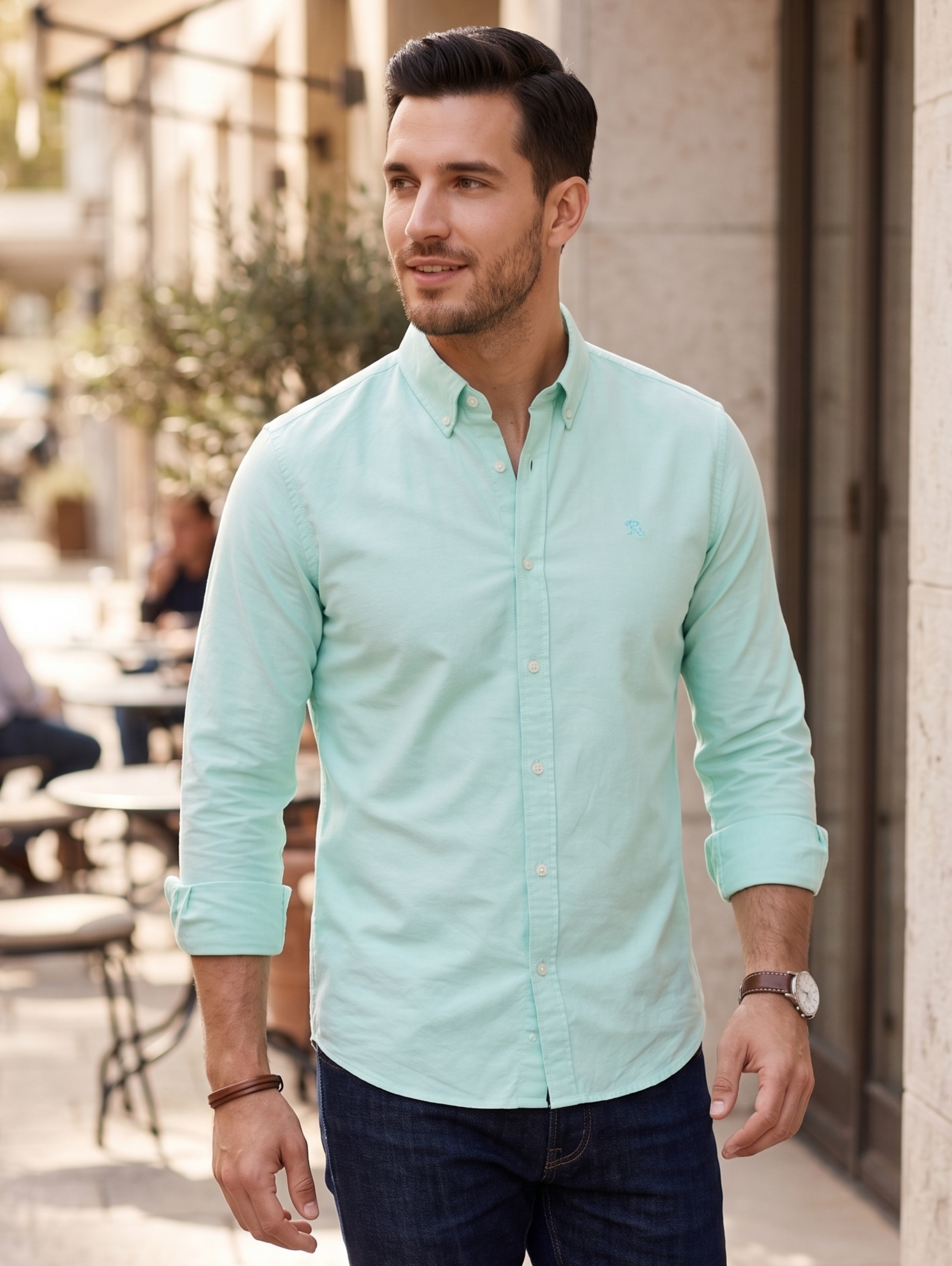 Mint Long-Sleeved Shirt With Chest Logo