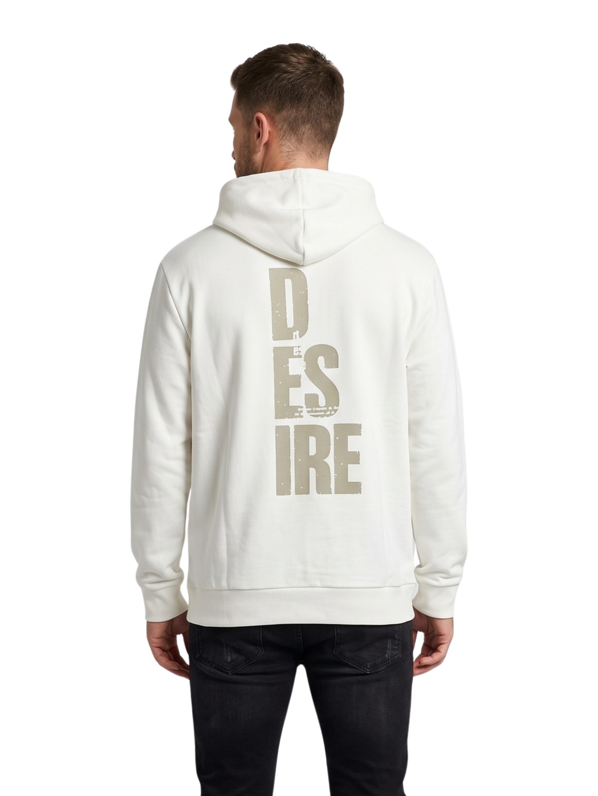 Off White Hoodie With Front Graphic Design