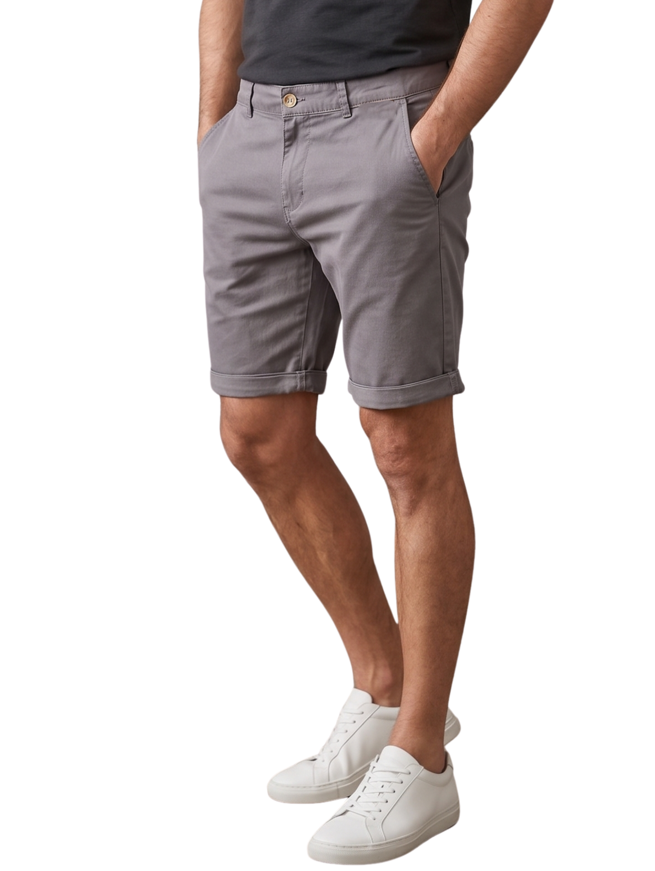 Grey Casual Chino Shorts