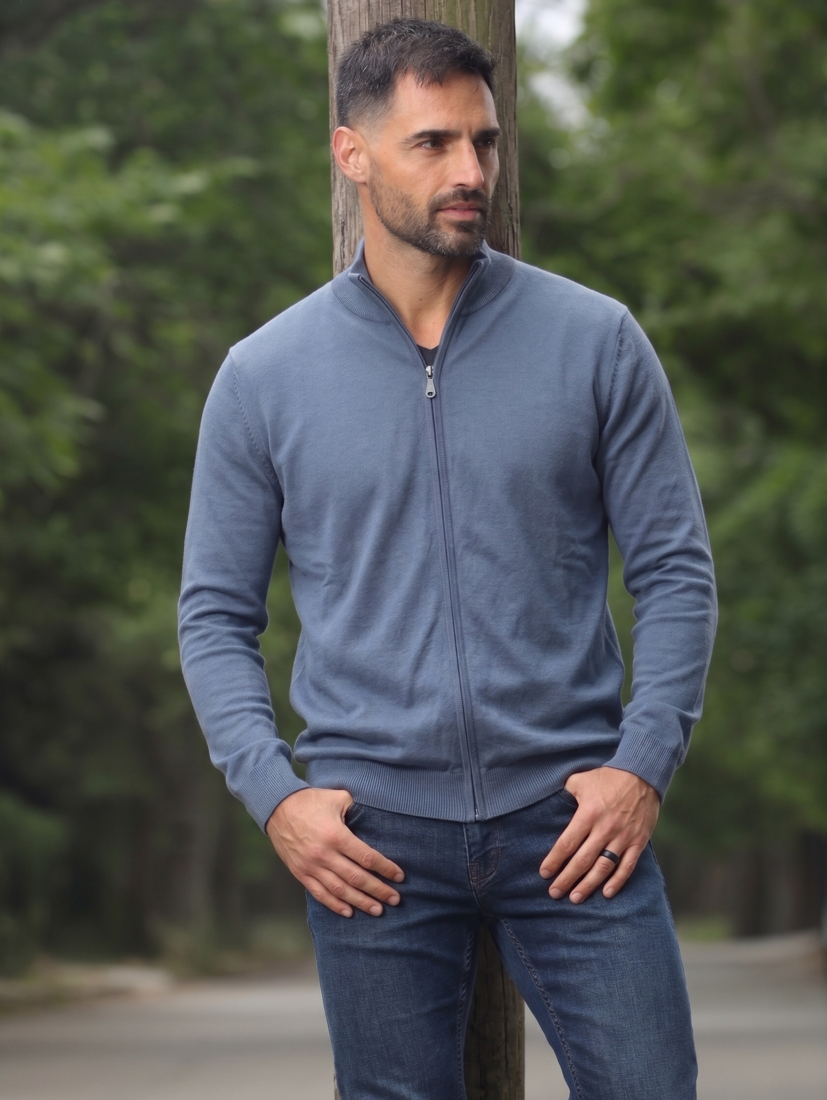 Indigo Mock-Neckline Pullover