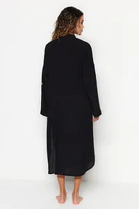 Trendyol Black Slit Midi Beach Dress