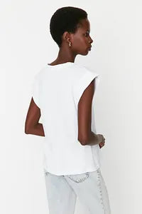 Trendyol Captain Style Cotton White T-shirt