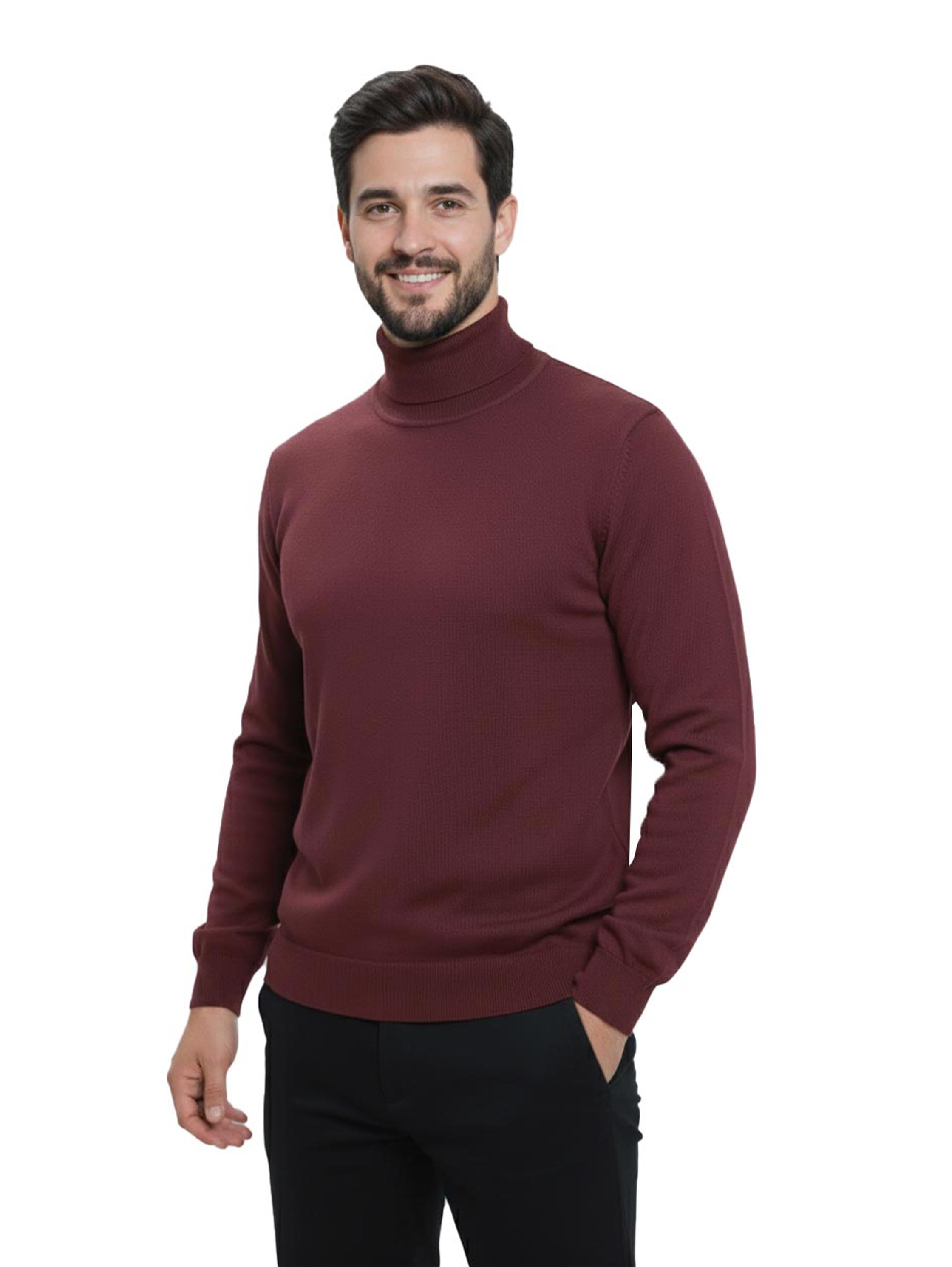 Turtleneck Long Sleeved Burgundy Pullover