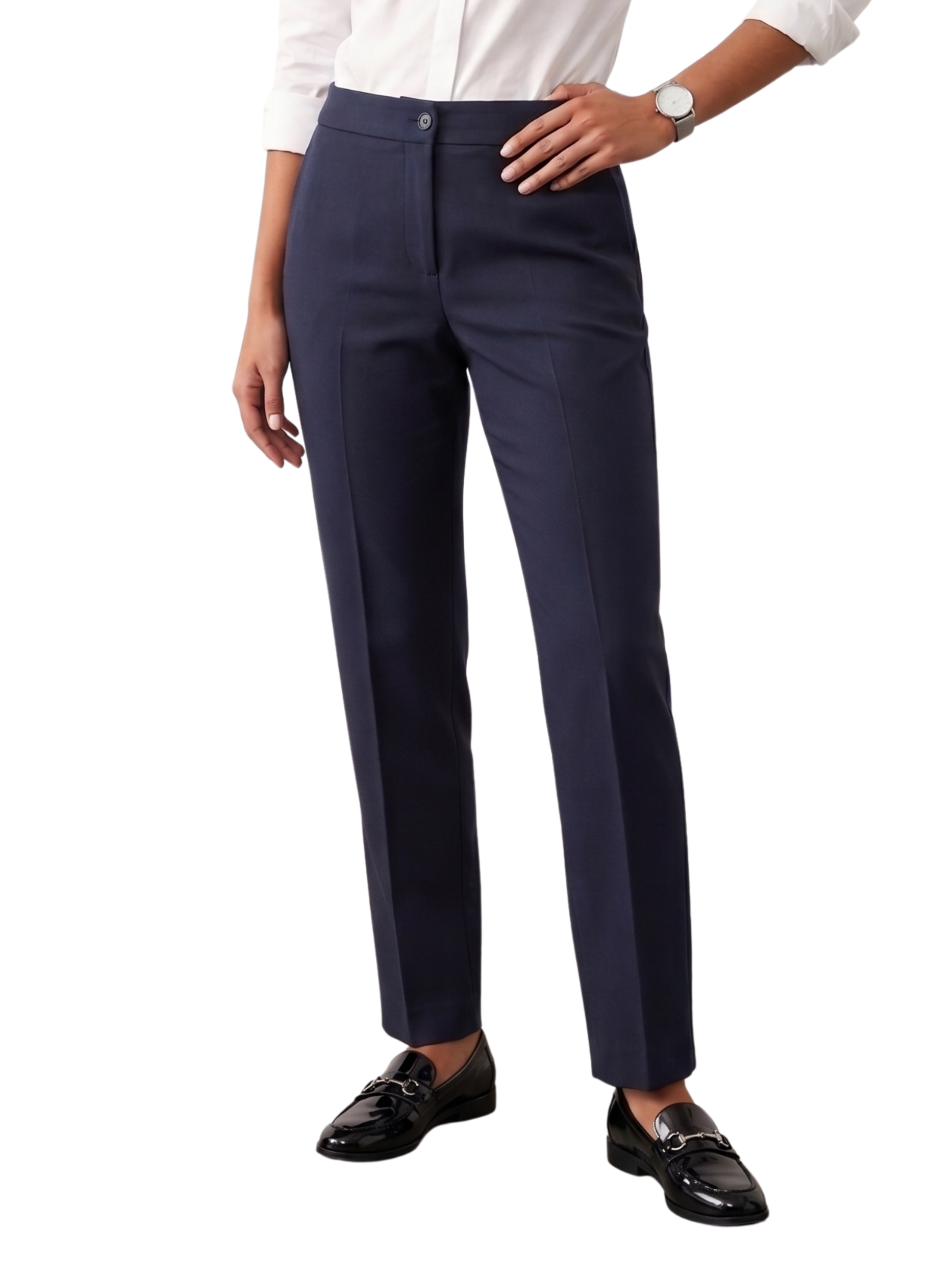 Navy Classic Pant With Back Waistband