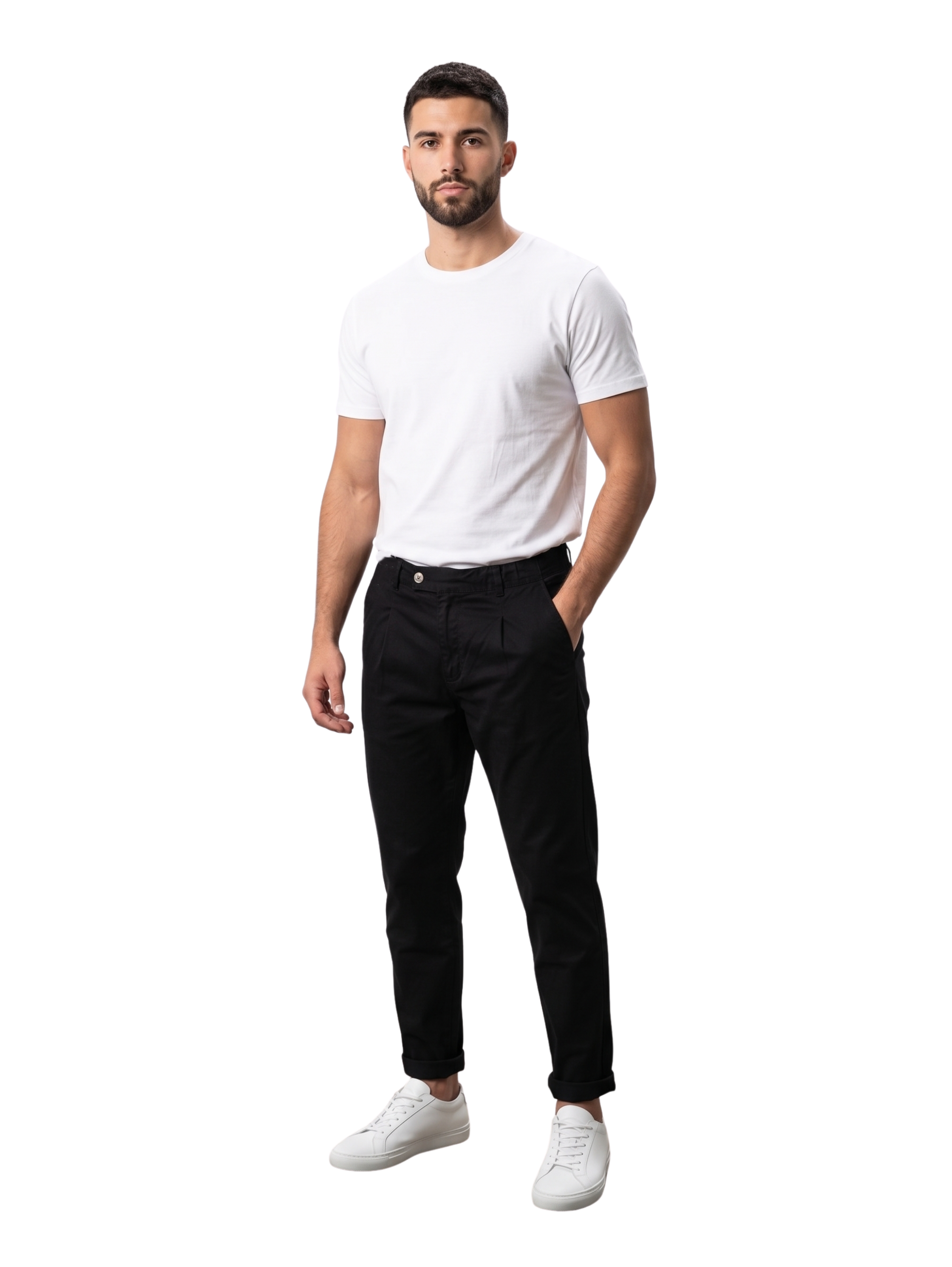 Black Chino-Style Jogger Pants