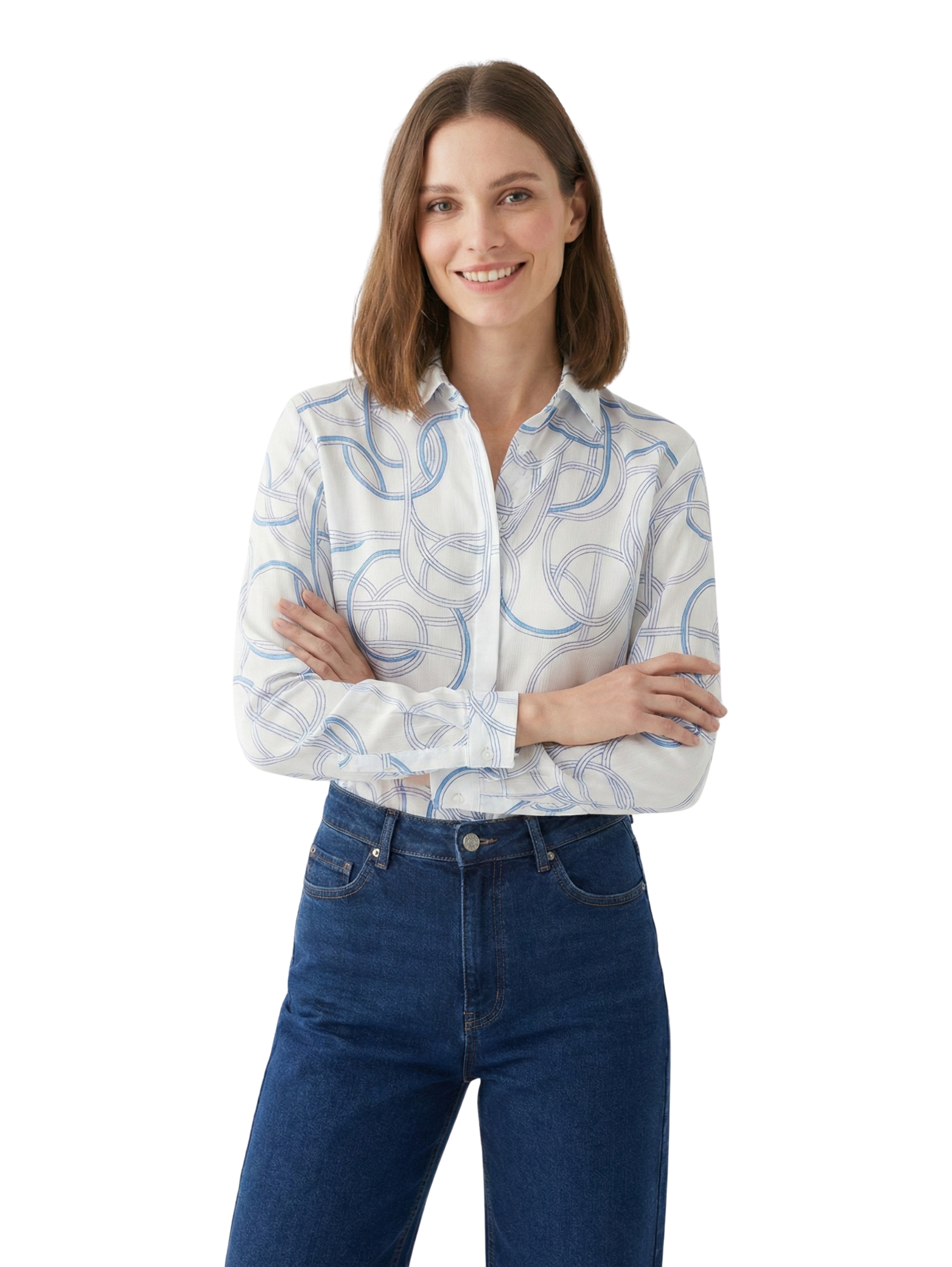 Blue Printed Long Sleeve Shirt