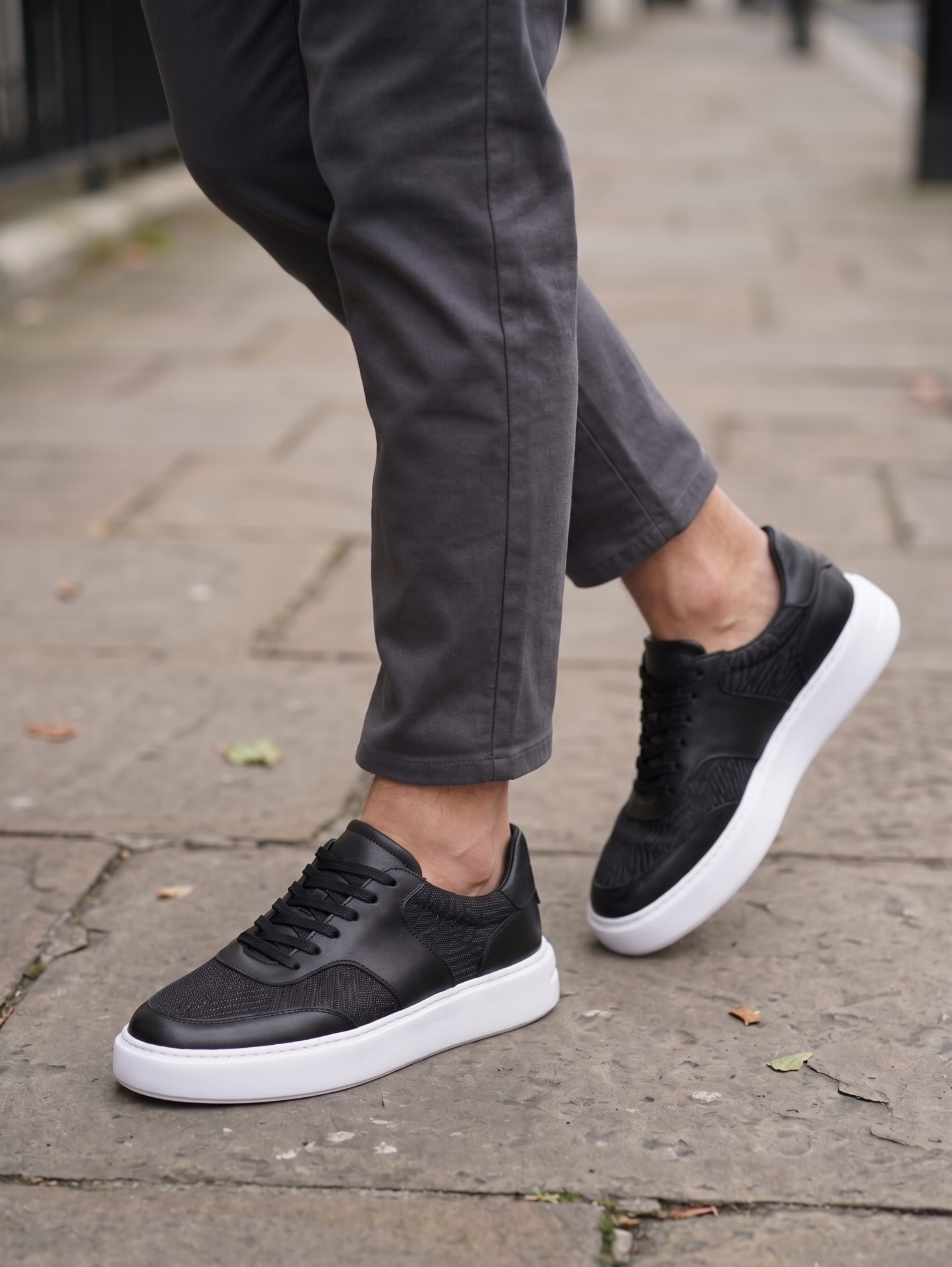 Black Casual Leather Sport Shoes