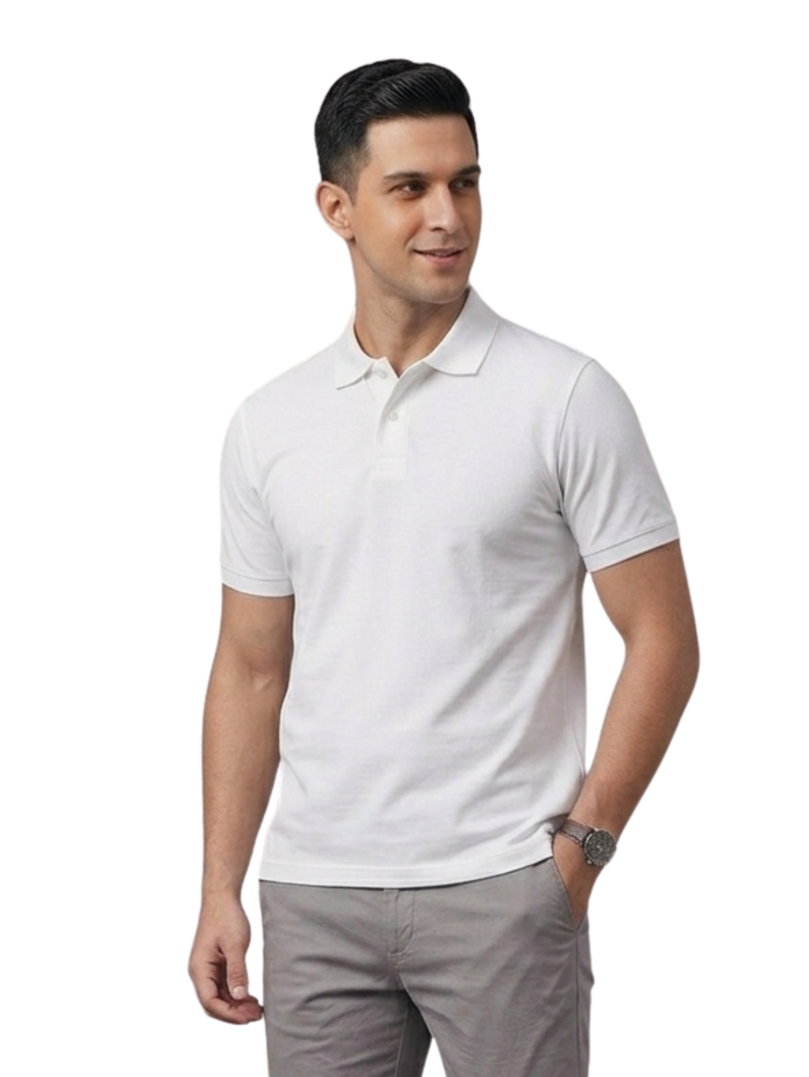 White Slim Fit Short Sleeved Polo