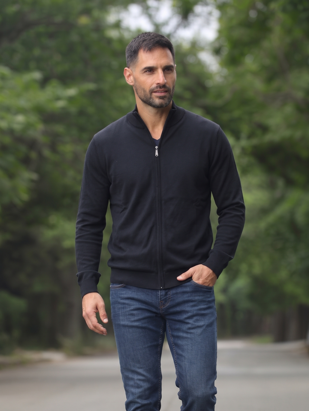 Black Mock-Neckline Pullover