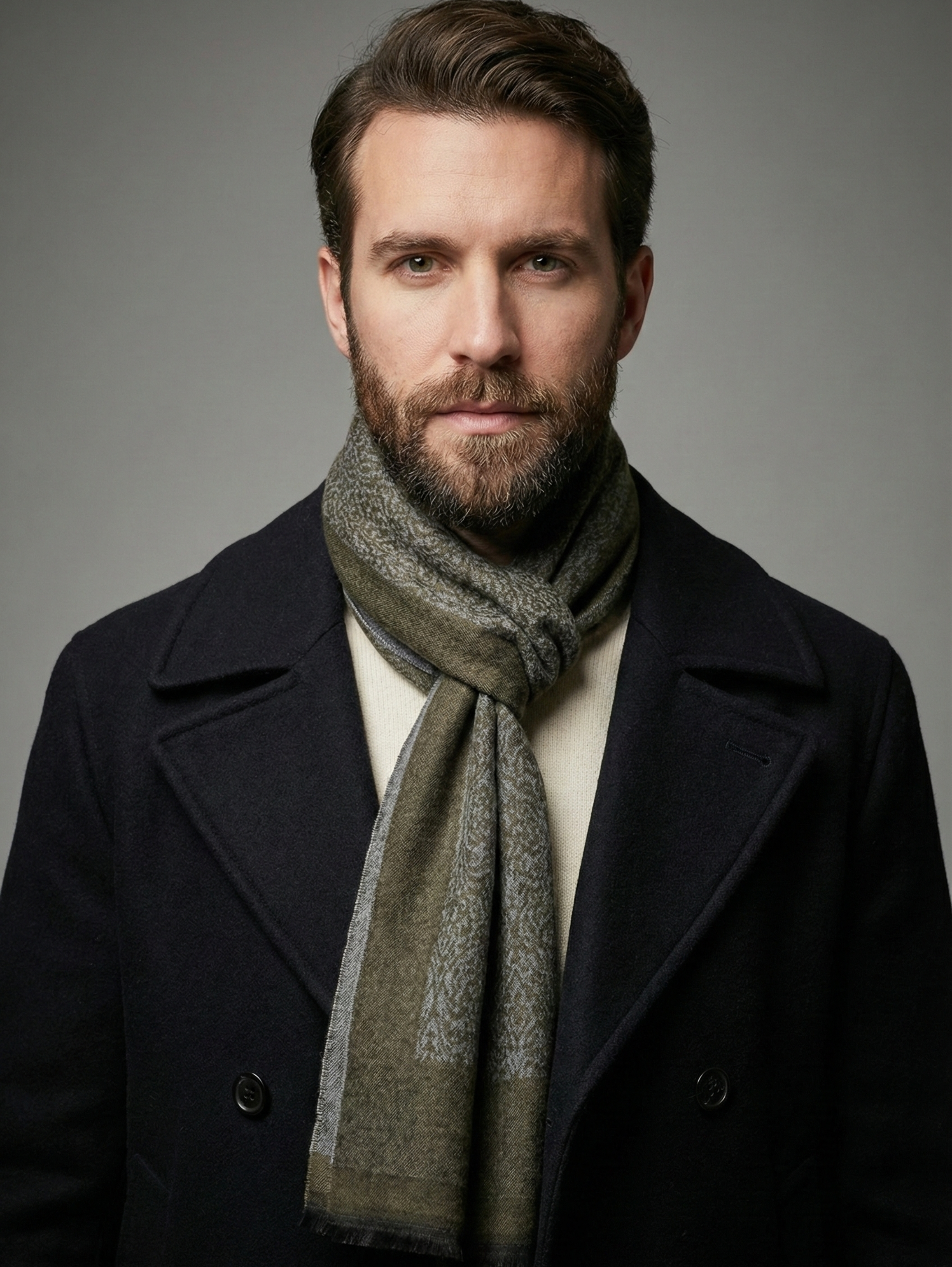 Olive Wool Blend Stylish Scarf