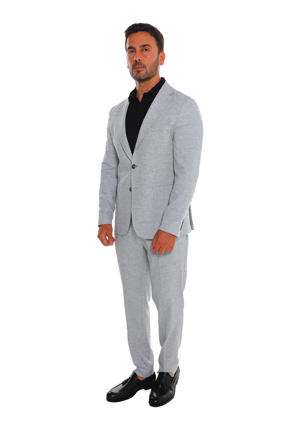 Light Grey Linen Suit With Side Pockets