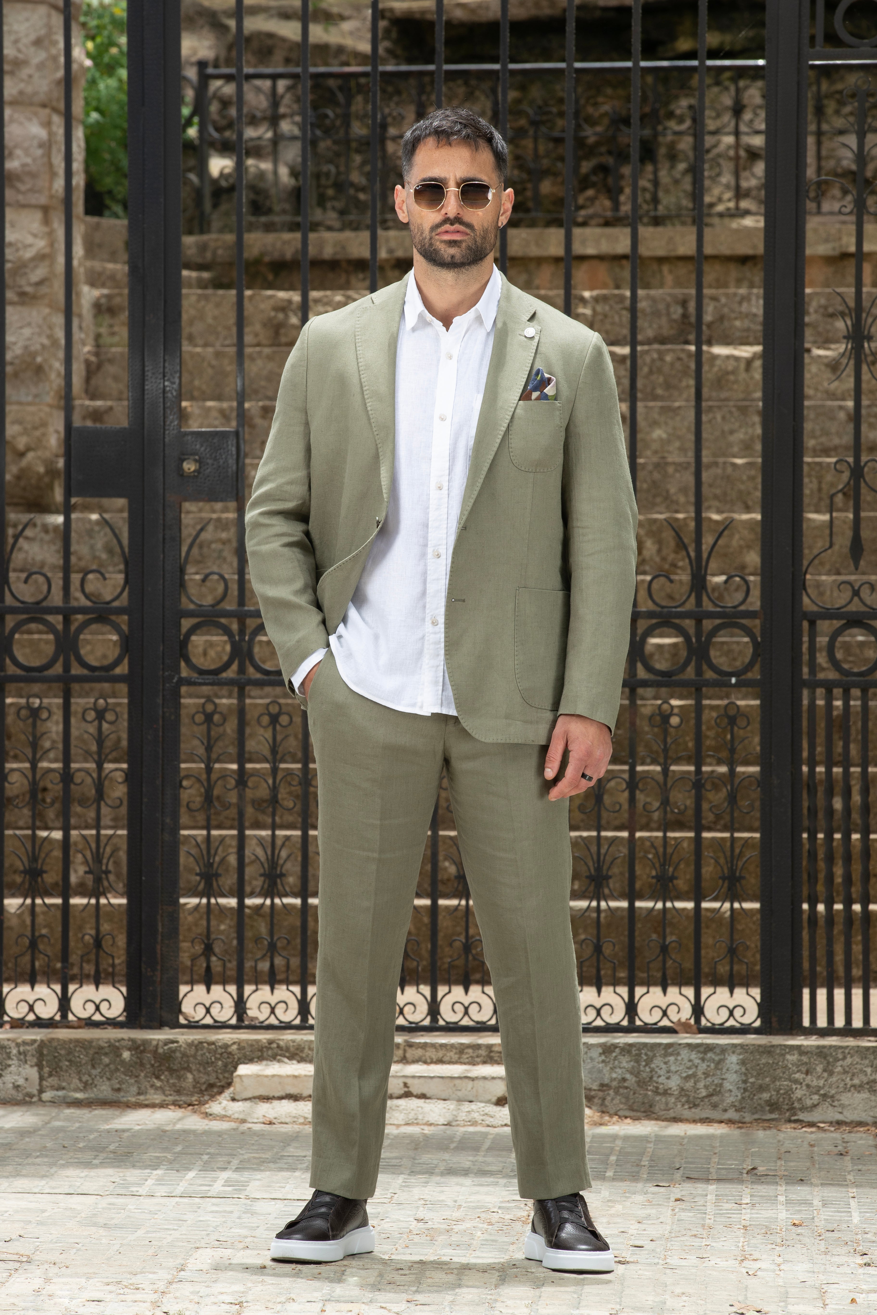 Summer Olive Linen Suits