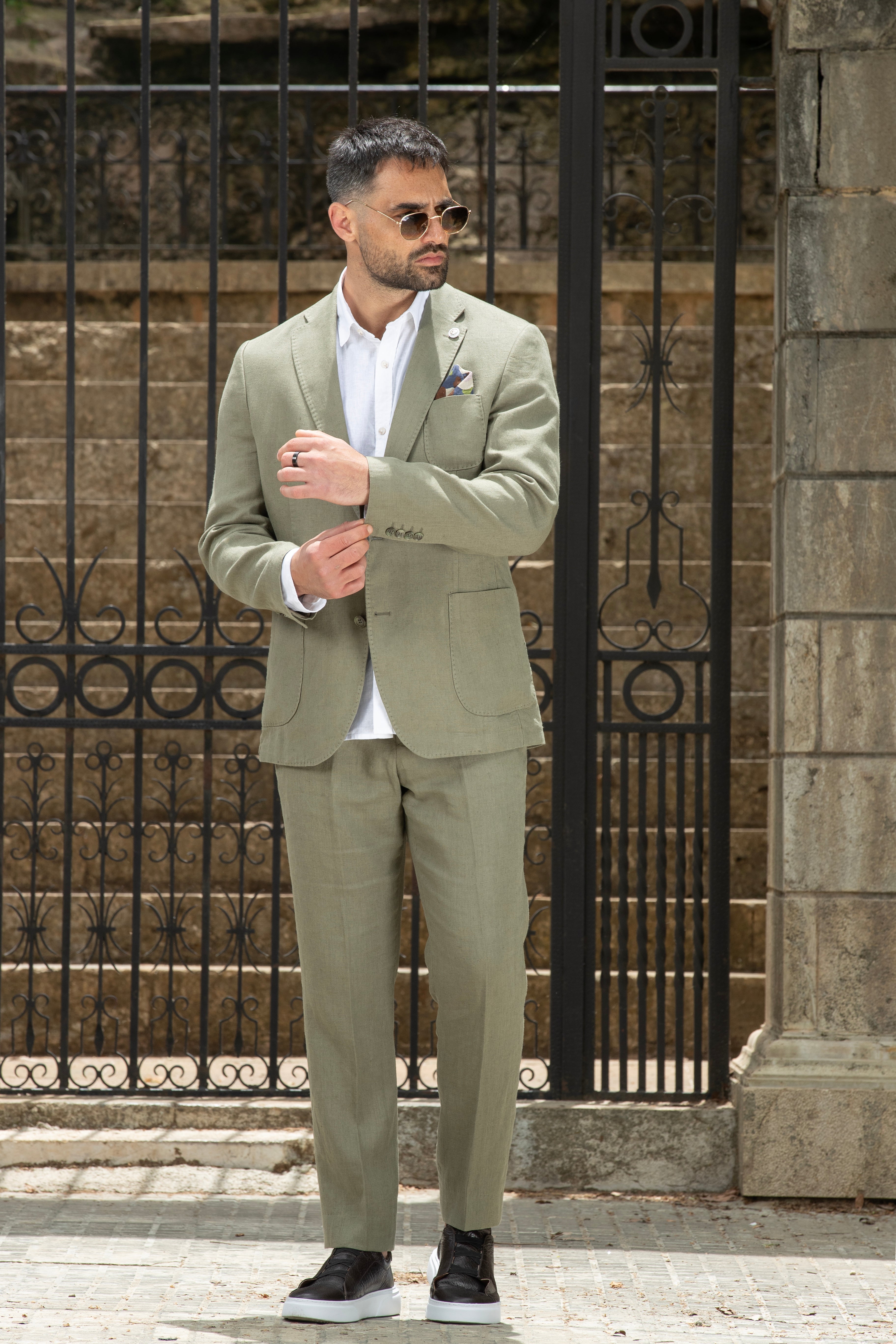 Summer Olive Linen Suits