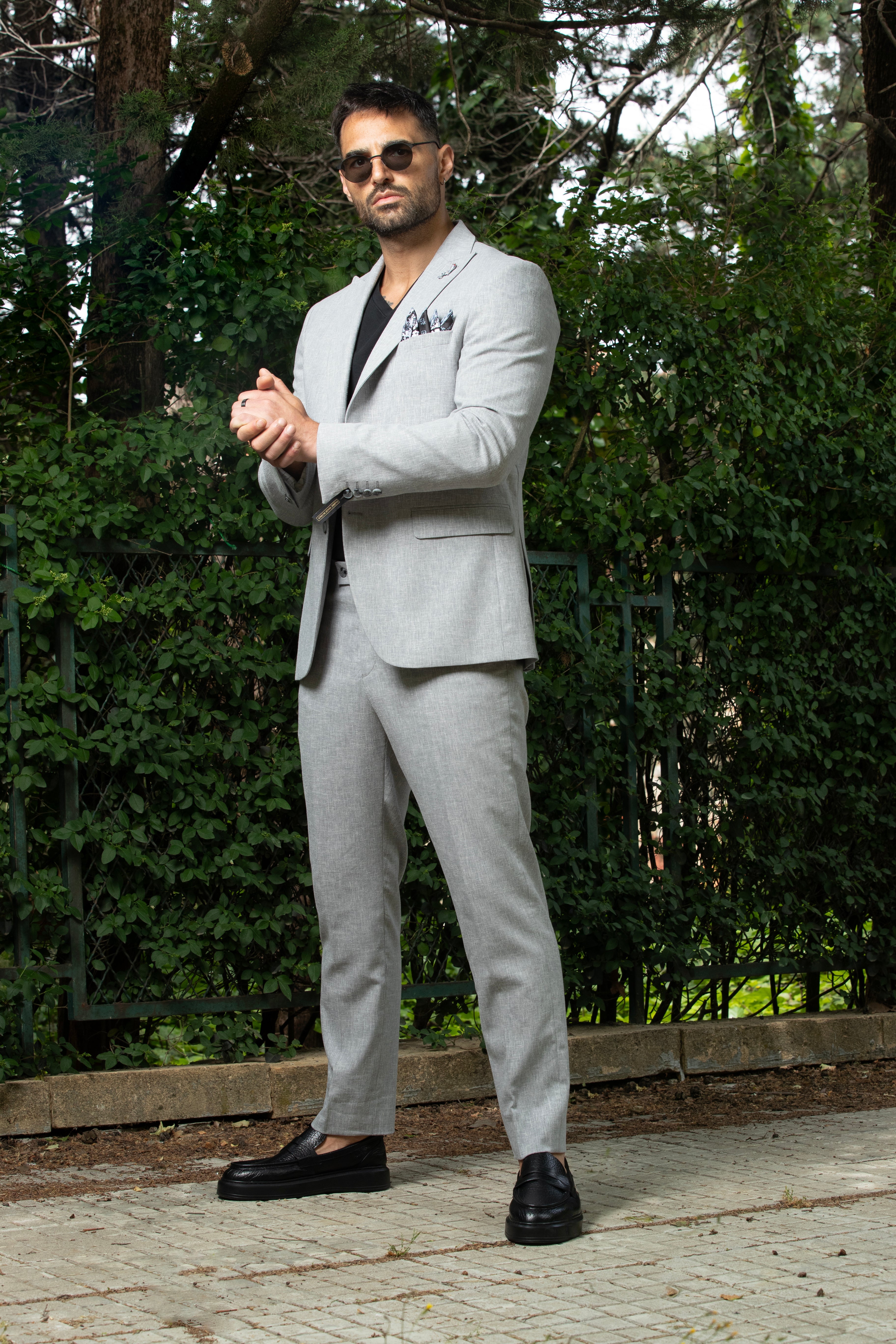 Light Grey Casual Linen Suit