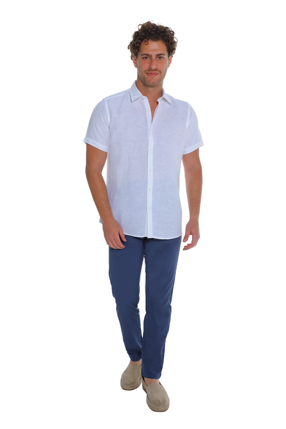 Short Sleeved White Linen Shirt
