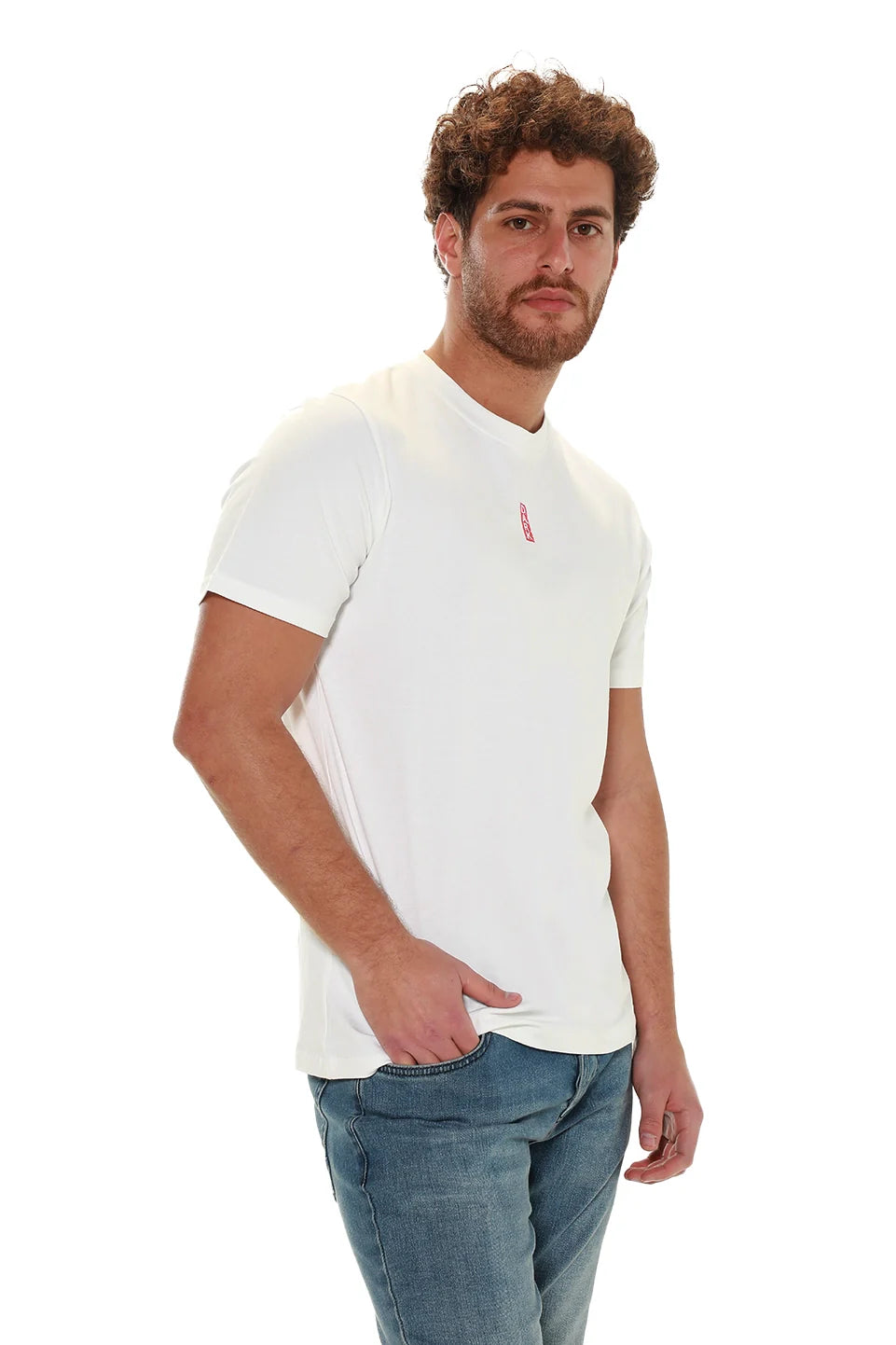 Short Sleeve White T-shirt With ' Dark ' Front Design