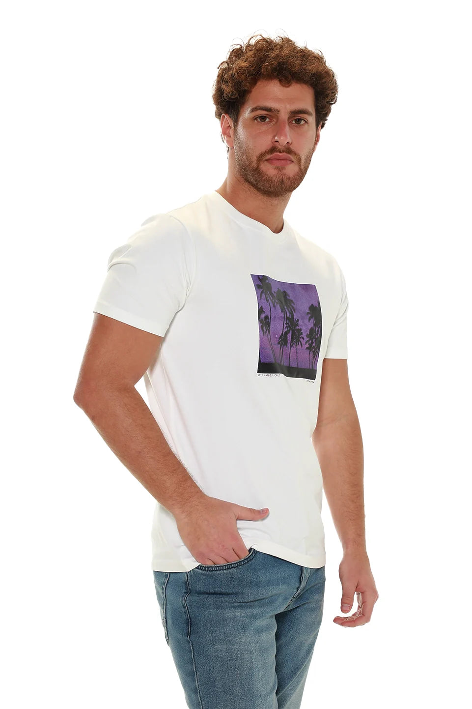 White Summer T-shirt With Front Design
