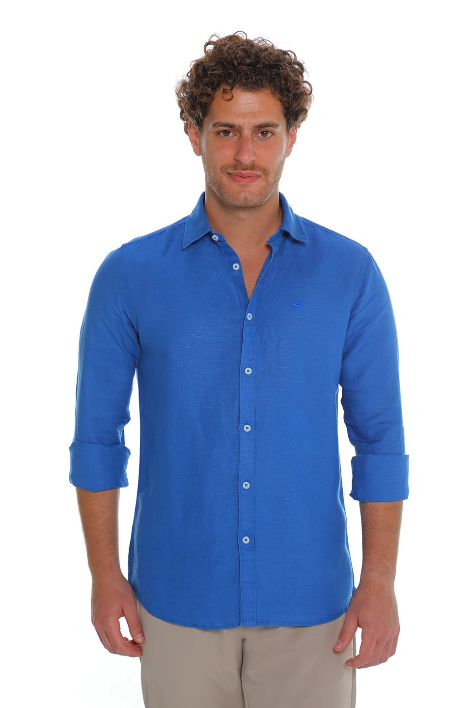 Long Sleeved Indigo Linen Shirt