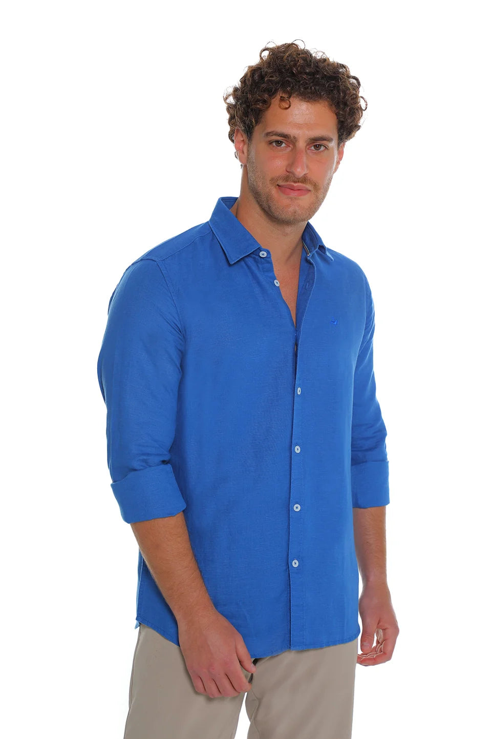 Long Sleeved Indigo Linen Shirt