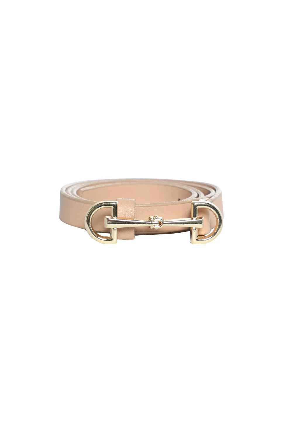 Beige Belt With A Gold-Toned Interlocking "G" Buckle