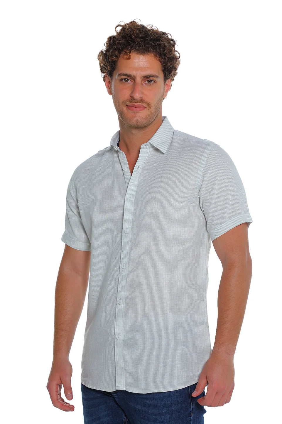 Short Sleeved Grey Linen Shirt