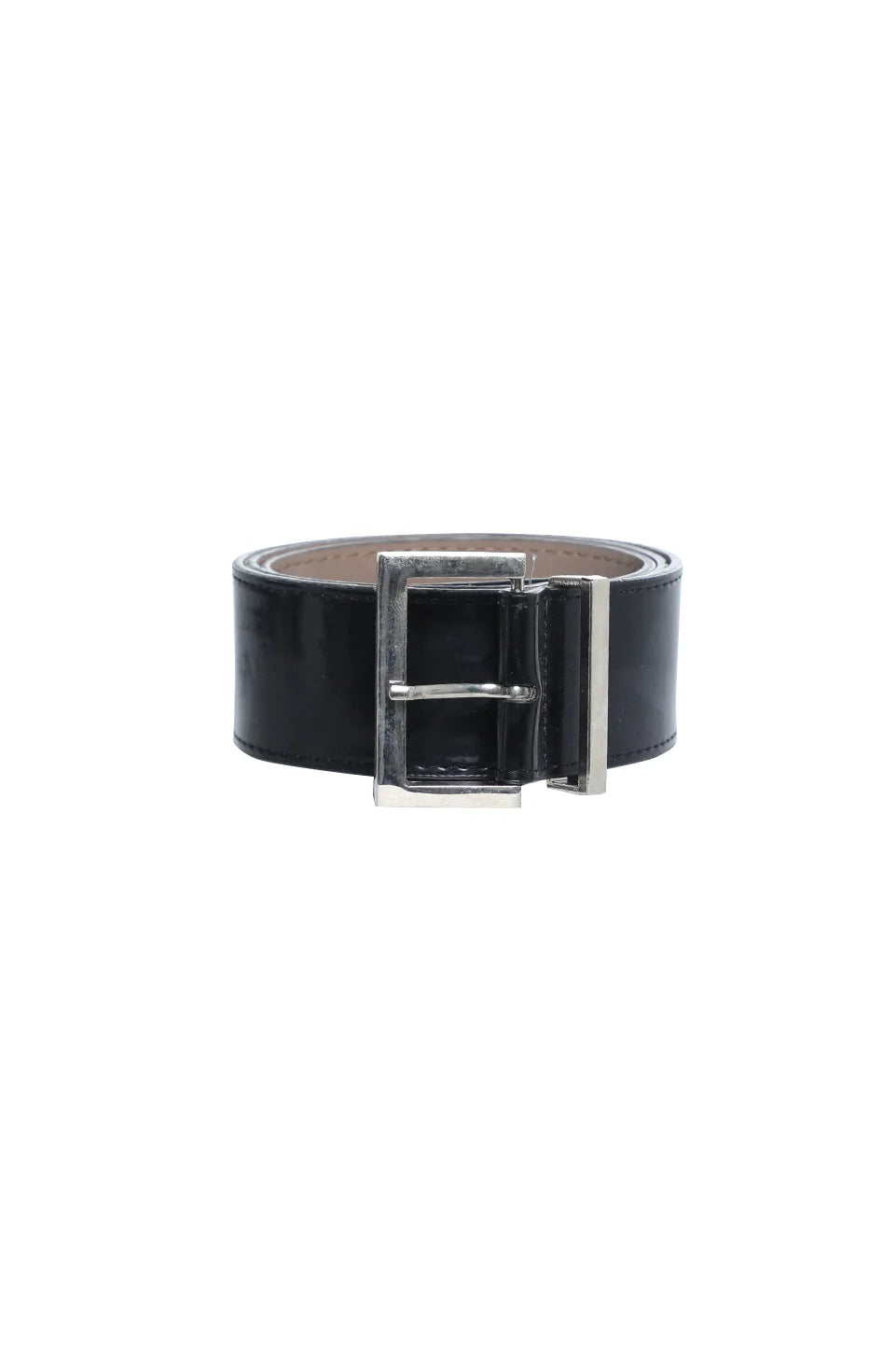 Black Leather Belt With Silver Buckle