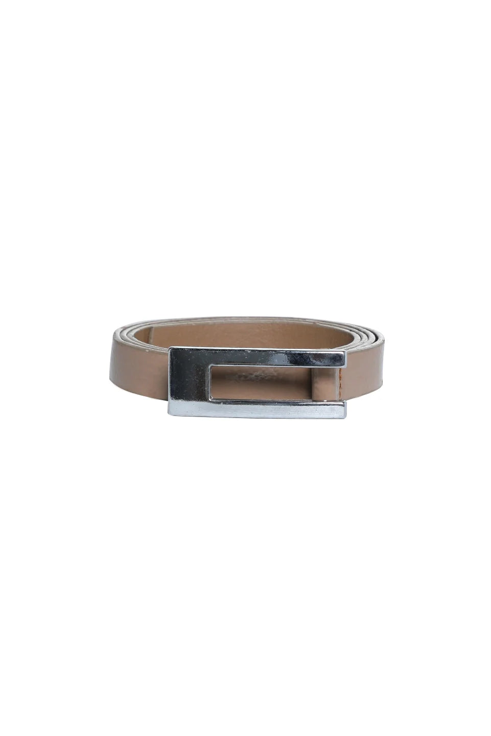 Beige Leather Belt With Buckle