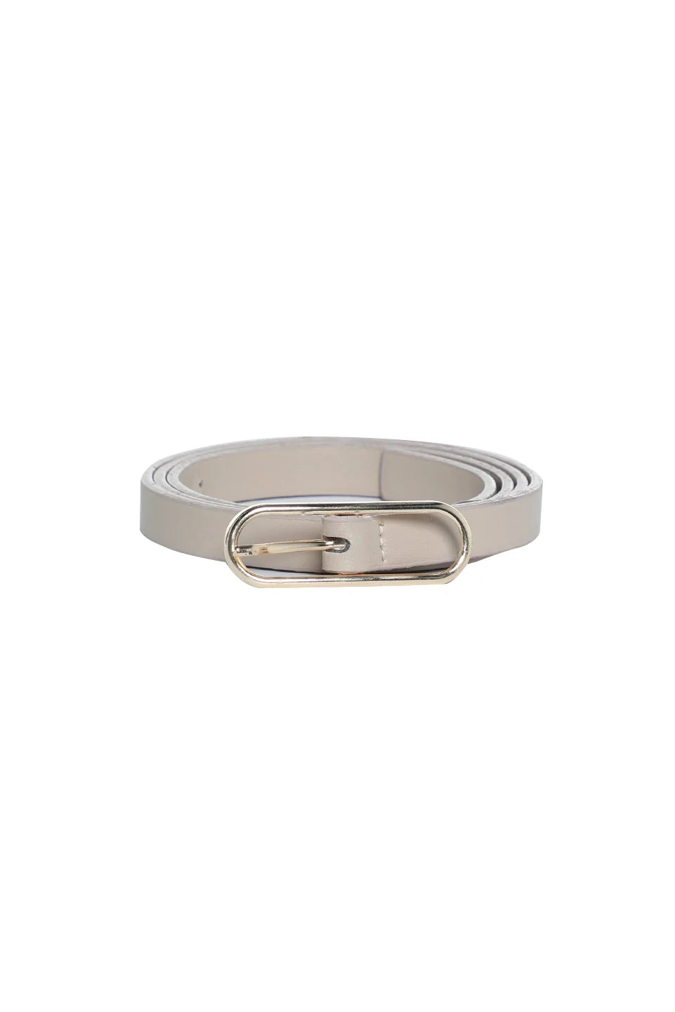 Beige Belt With Oval-Shaped Buckle