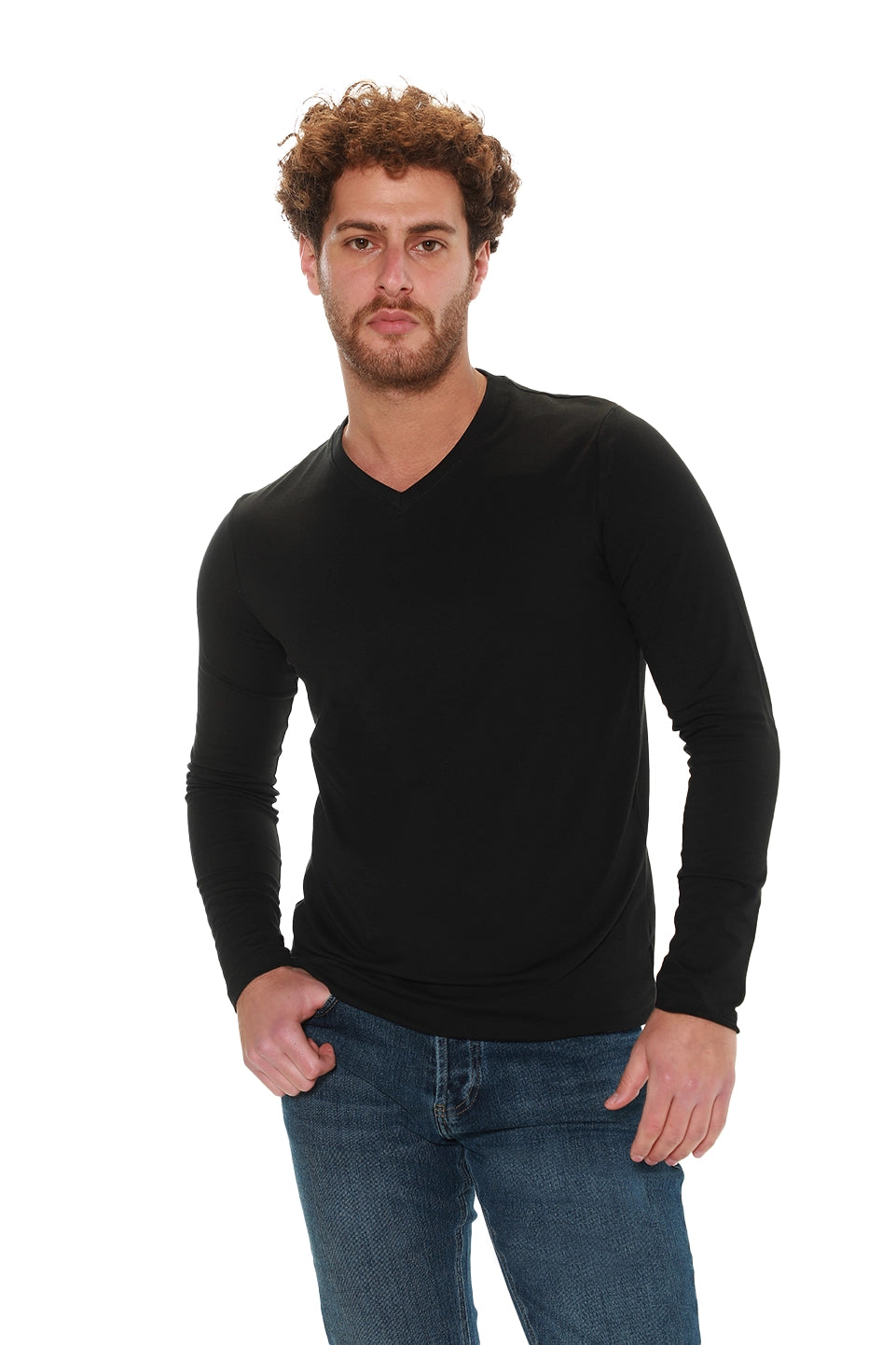 Jack Dapper Long Sleeved Black Basic V-Neck