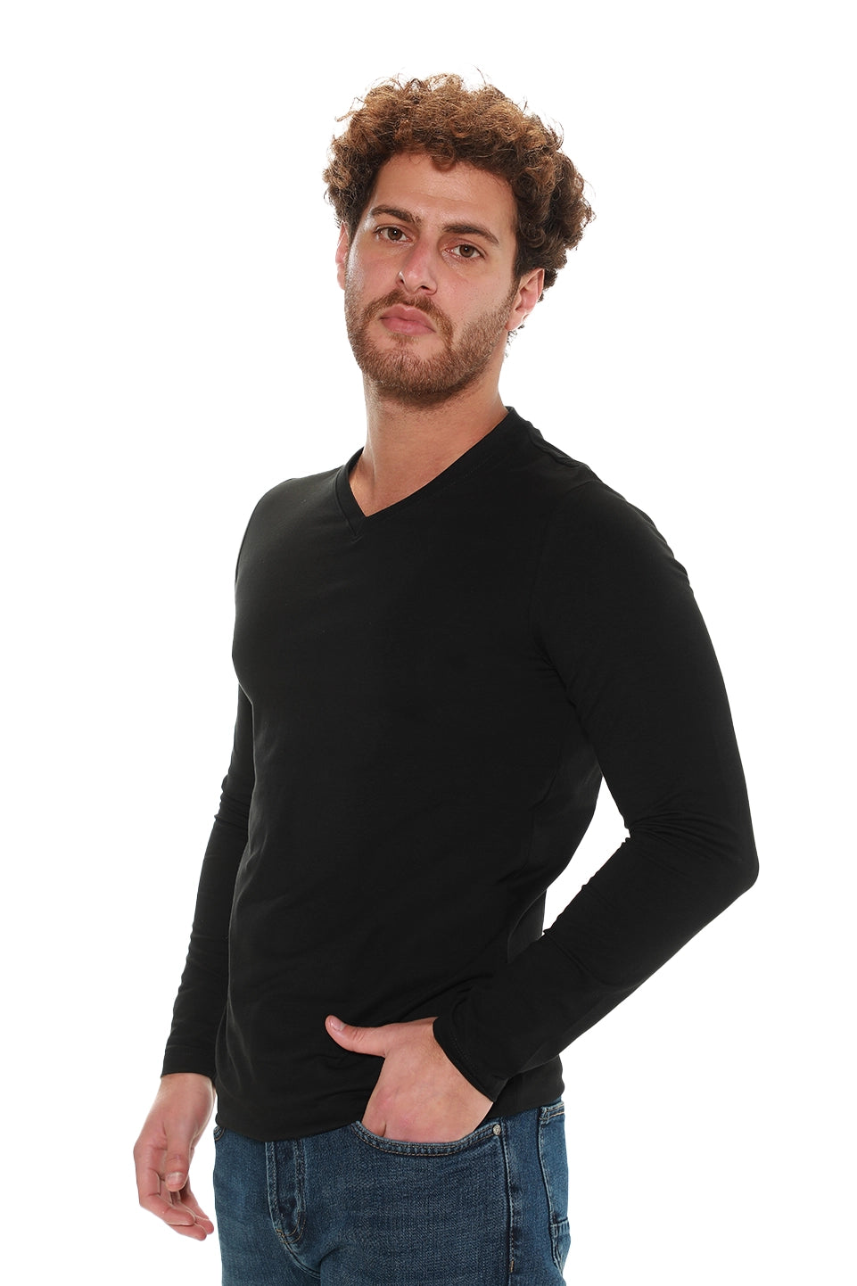 Jack Dapper Long Sleeved Black Basic V-Neck