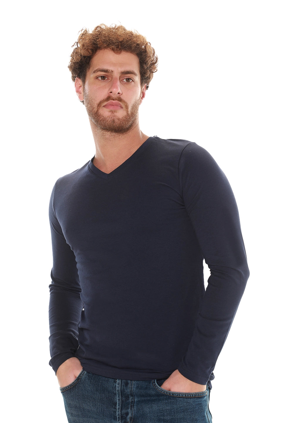 Jack Dapper Long Sleeved Navy Basic V-Neck