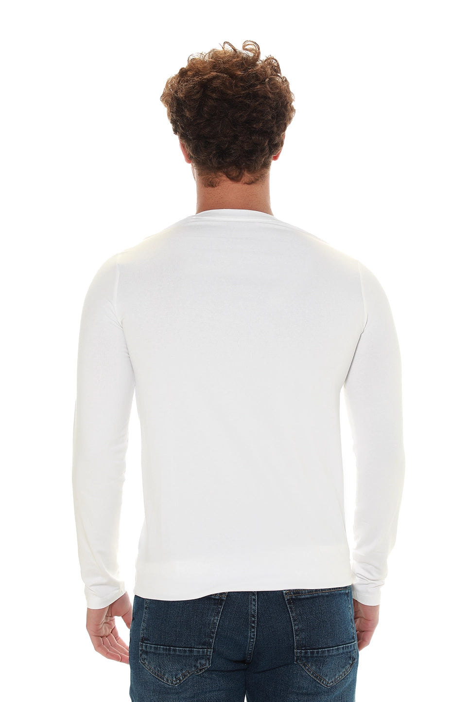 Jack Dapper Long Sleeved White Basic V-Neck