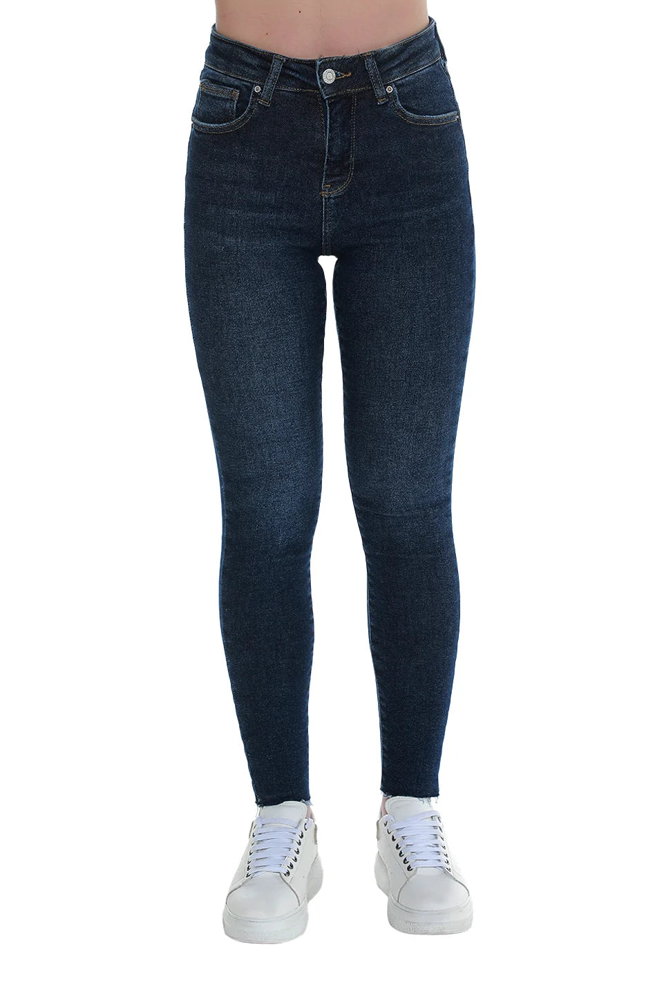 Dark Blue Skinny Jeans With Zipper To Close