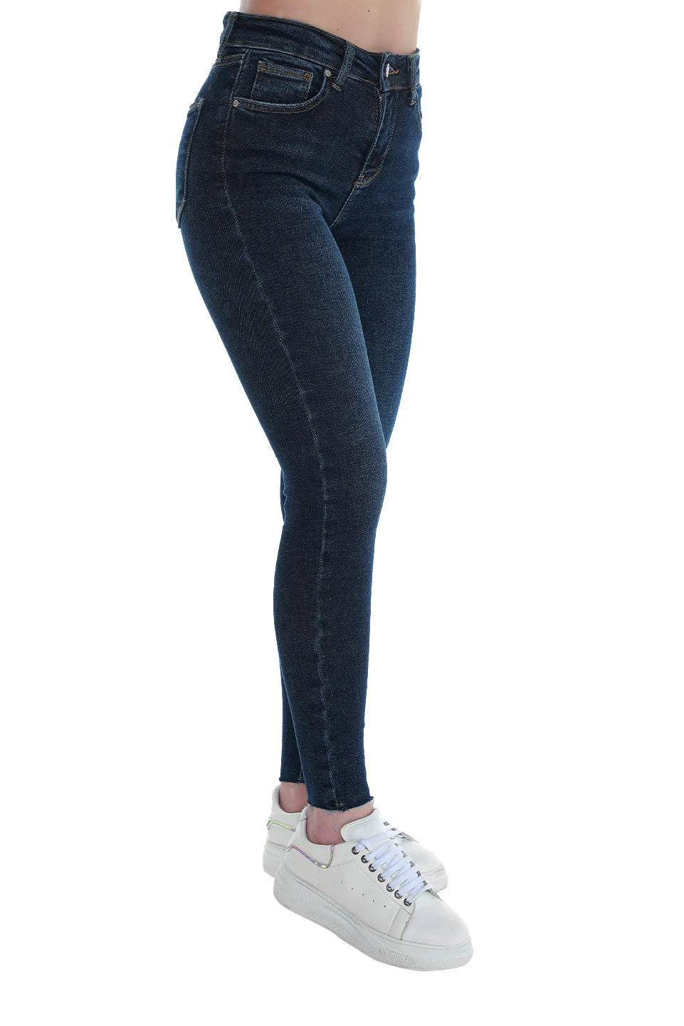 Dark Blue Skinny Jeans With Zipper To Close