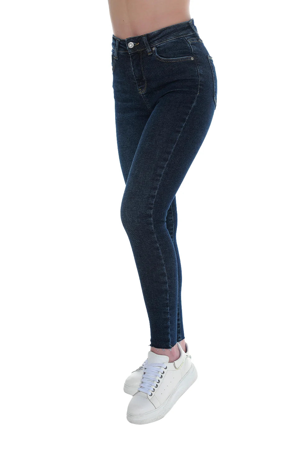 Dark Blue Skinny Jeans With Zipper To Close