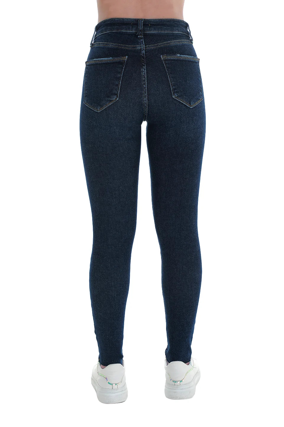 Dark Blue Skinny Jeans With Zipper To Close